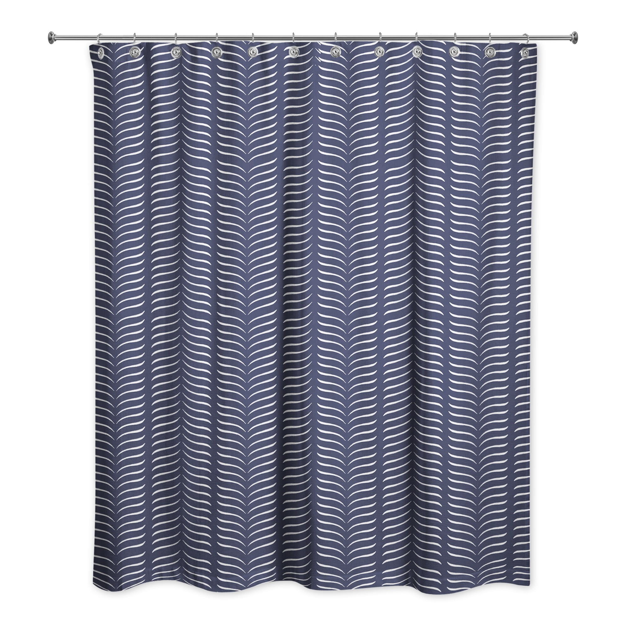 Navy Line Pattern 71x74 Shower Curtain