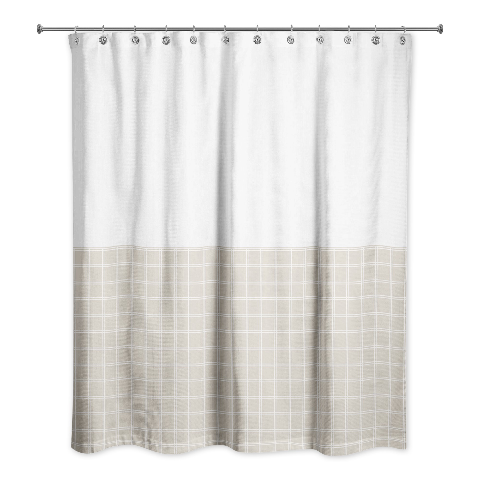 Half Beige Grid 71x74 Shower Curtain