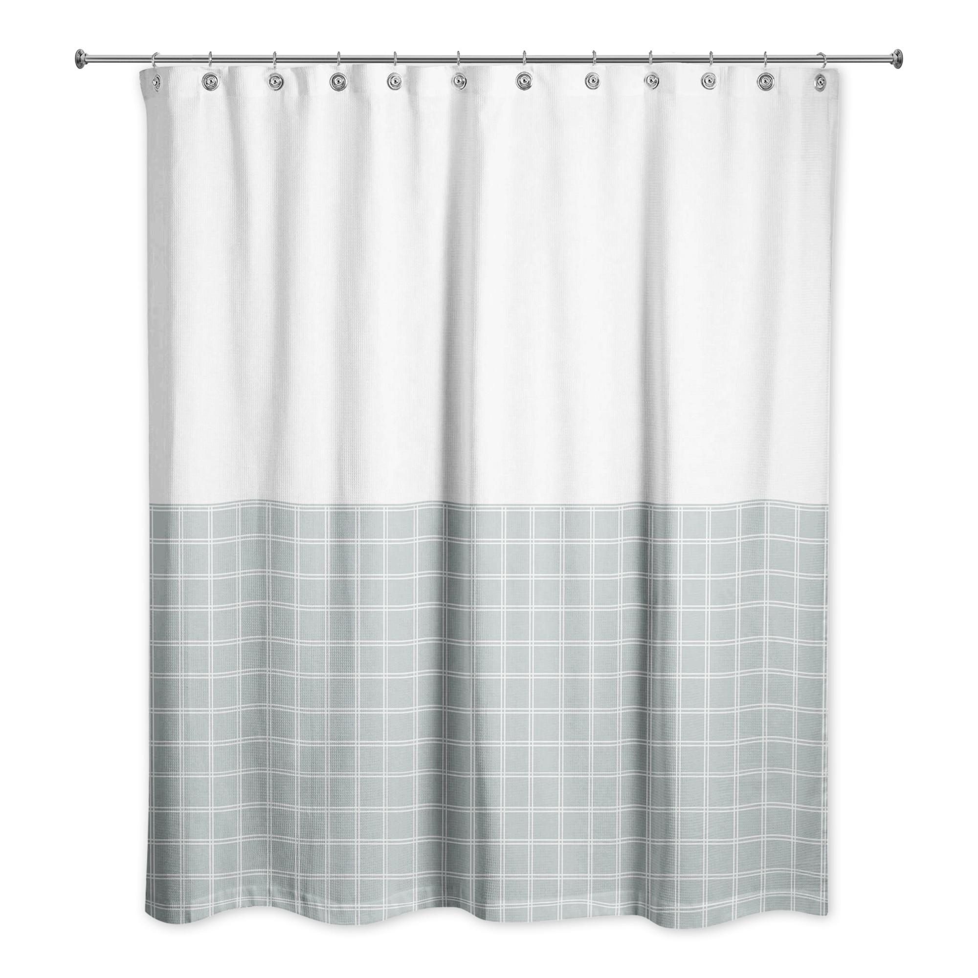 Half Soft Blue Grid 71x74 Shower Curtain