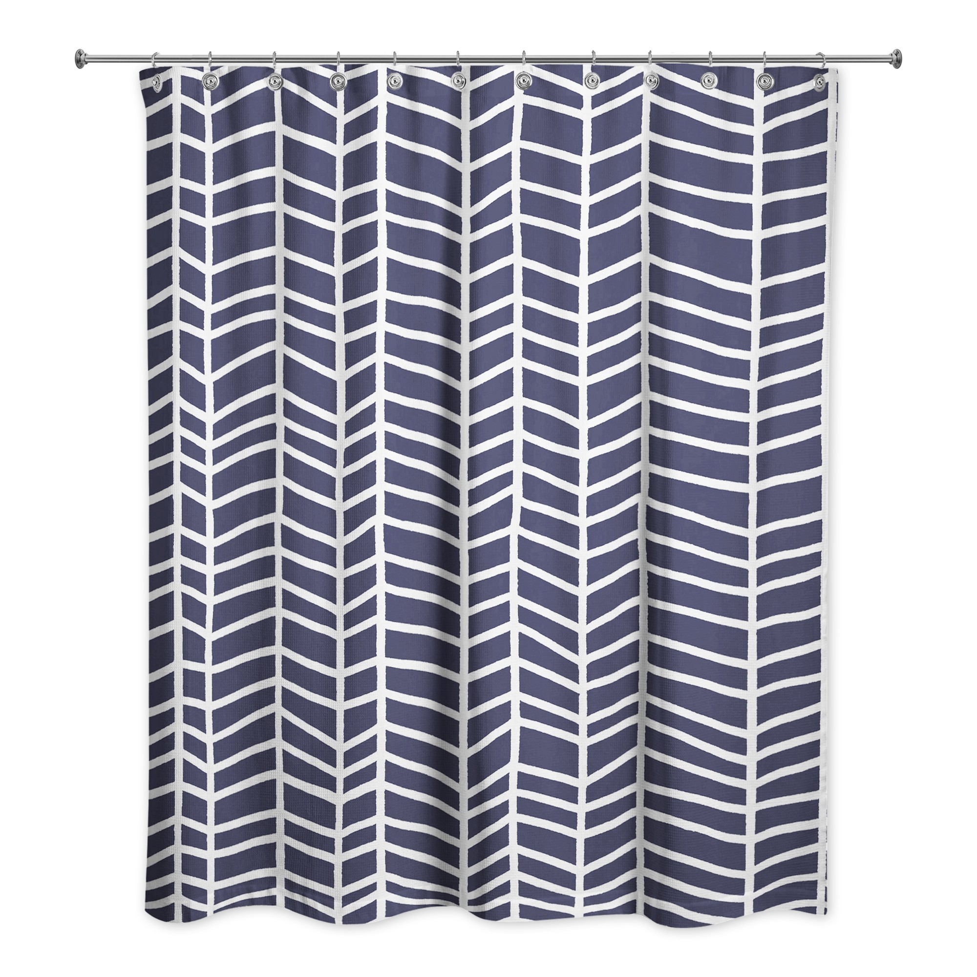 Navy Chevrons 71x74 Shower Curtain
