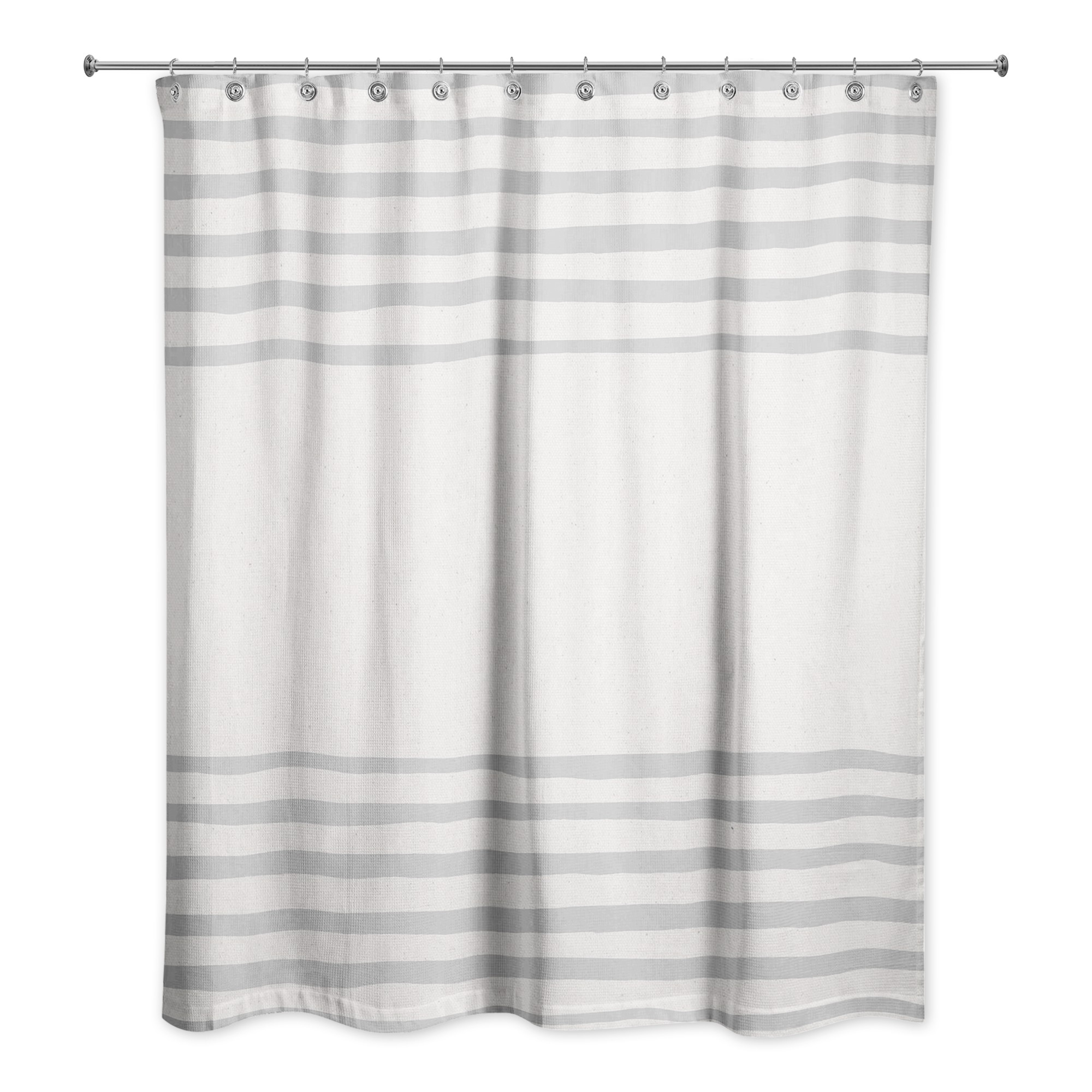 Light Gray Linen Stripes 71x74 Shower Curtain