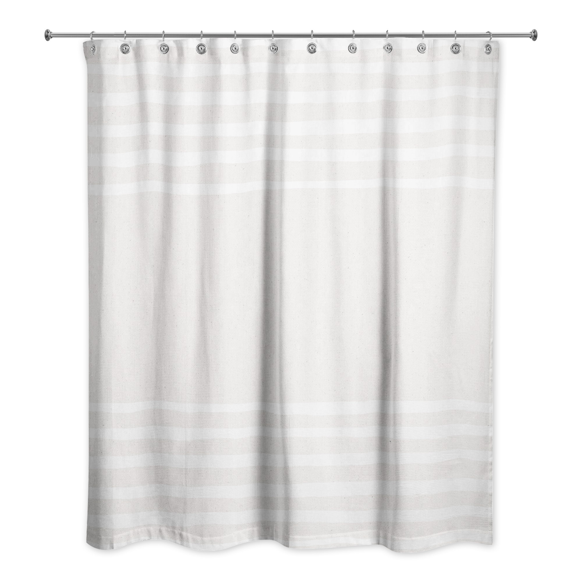 White Linen Stripes 71x74 Shower Curtain