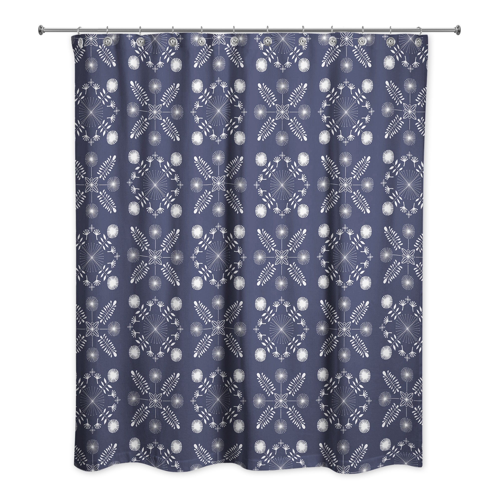 Navy Mod Medallions 71x74 Shower Curtain