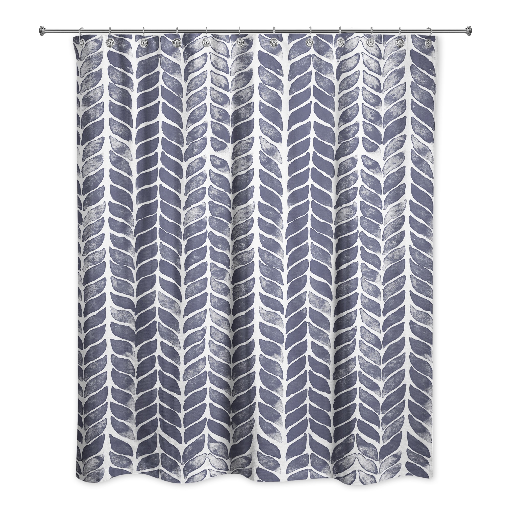 Navy Petal Pattern 71x74 Shower Curtain