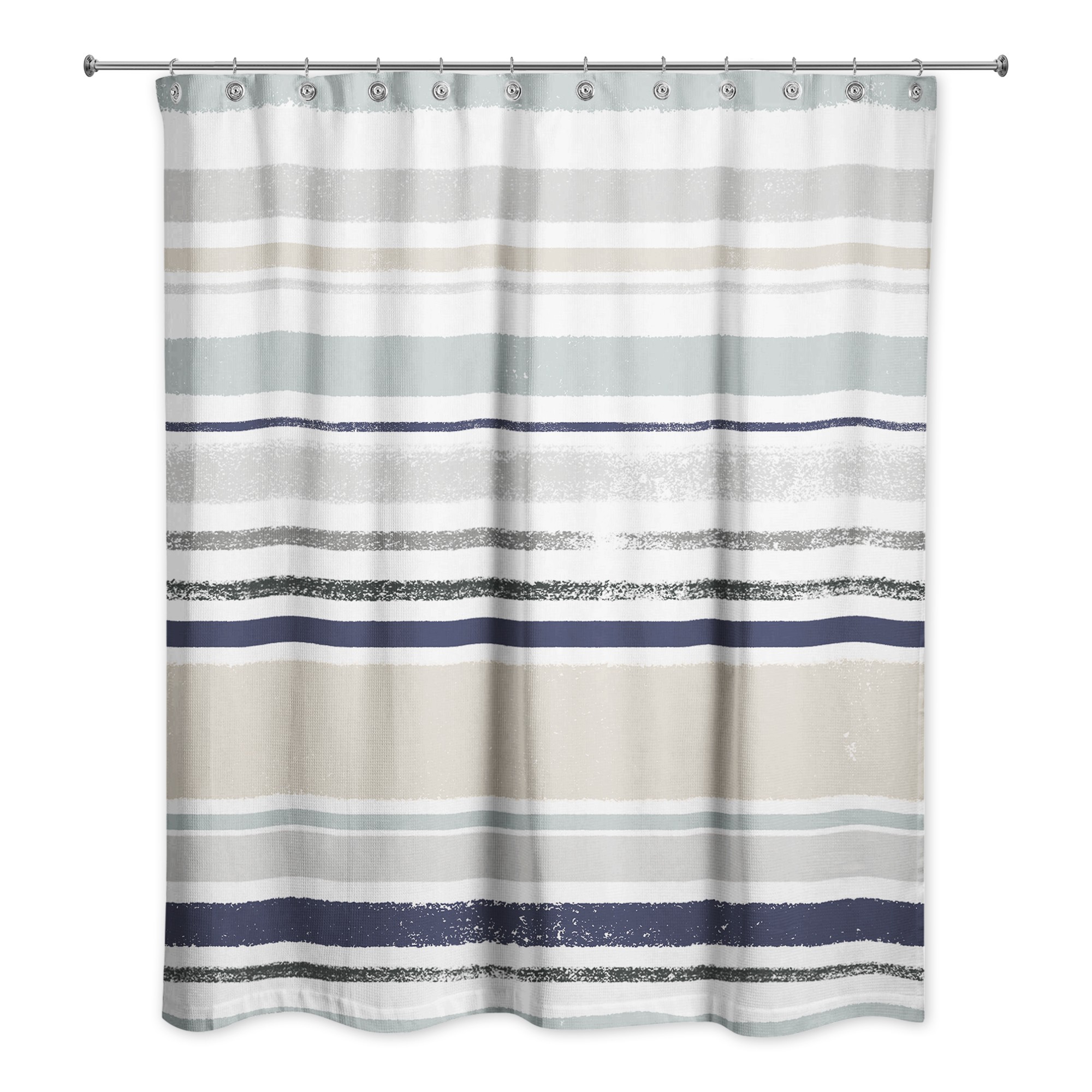 Beige and Blue Stripes 71x74 Shower Curtain