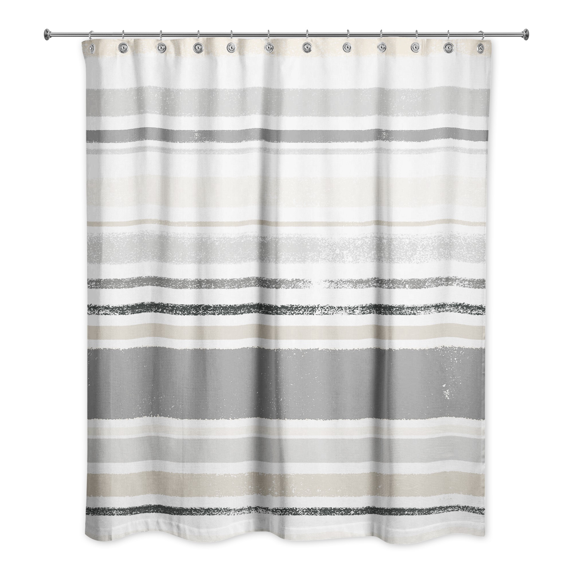 Gray and Blue Stripes 71x74 Shower Curtain