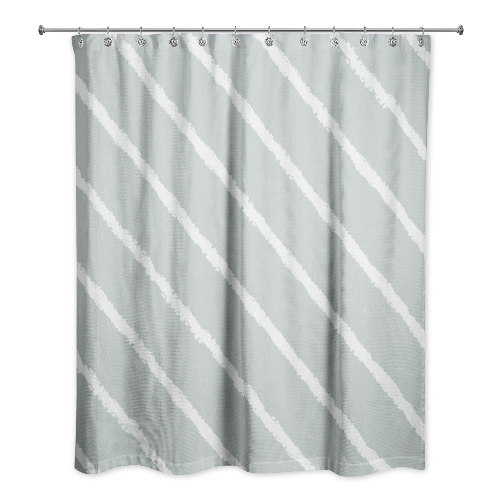 Soft Blue Diagonal Stripes 71x74 Shower Curtain