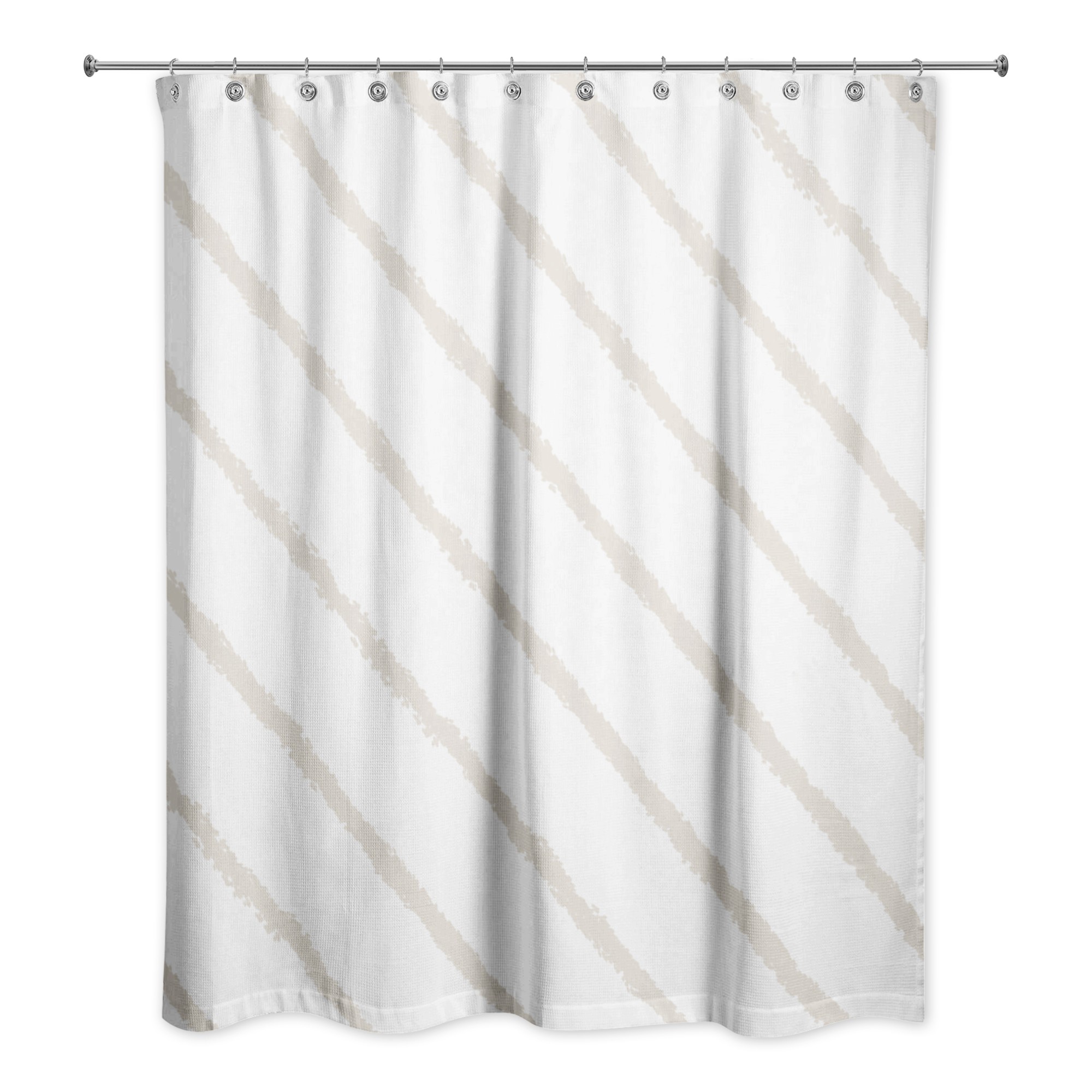 Beige Diagonal Stripes 71x74 Shower Curtain