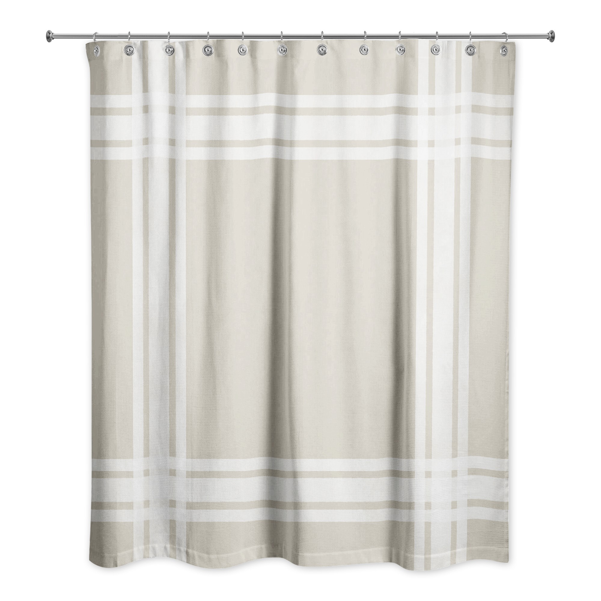 Striped Beige Border 71x74 Shower Curtain