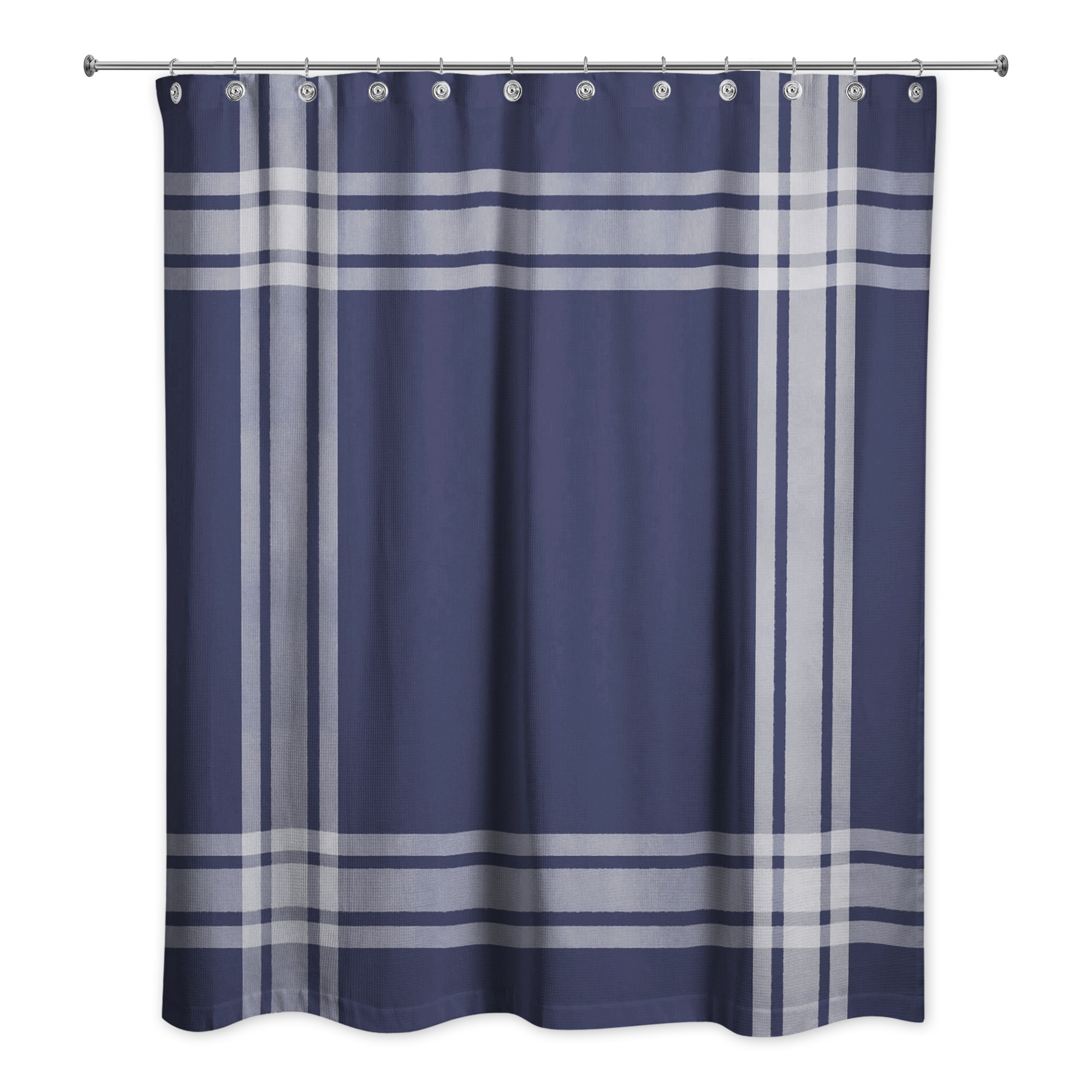 Striped Navy Border 71x74 Shower Curtain