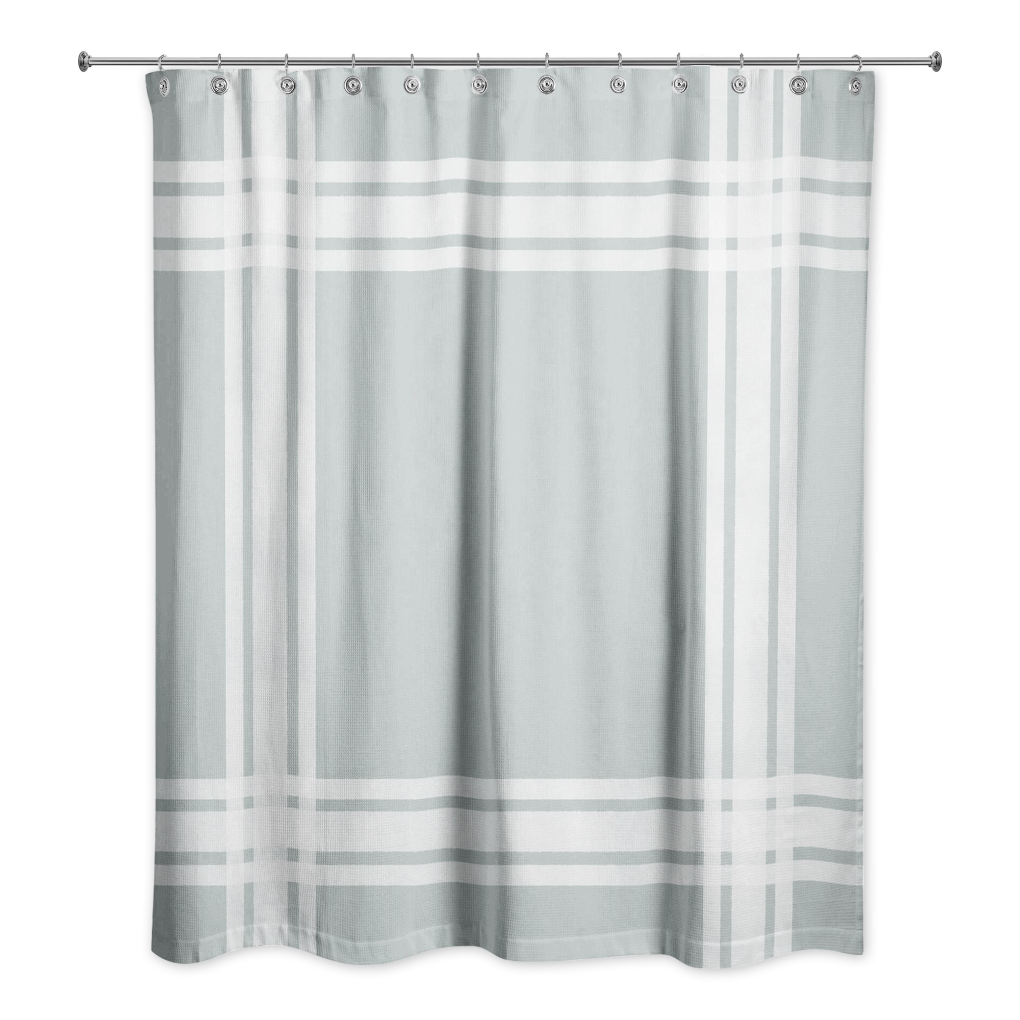 Striped Soft Blue Border 71x74 Shower Curtain