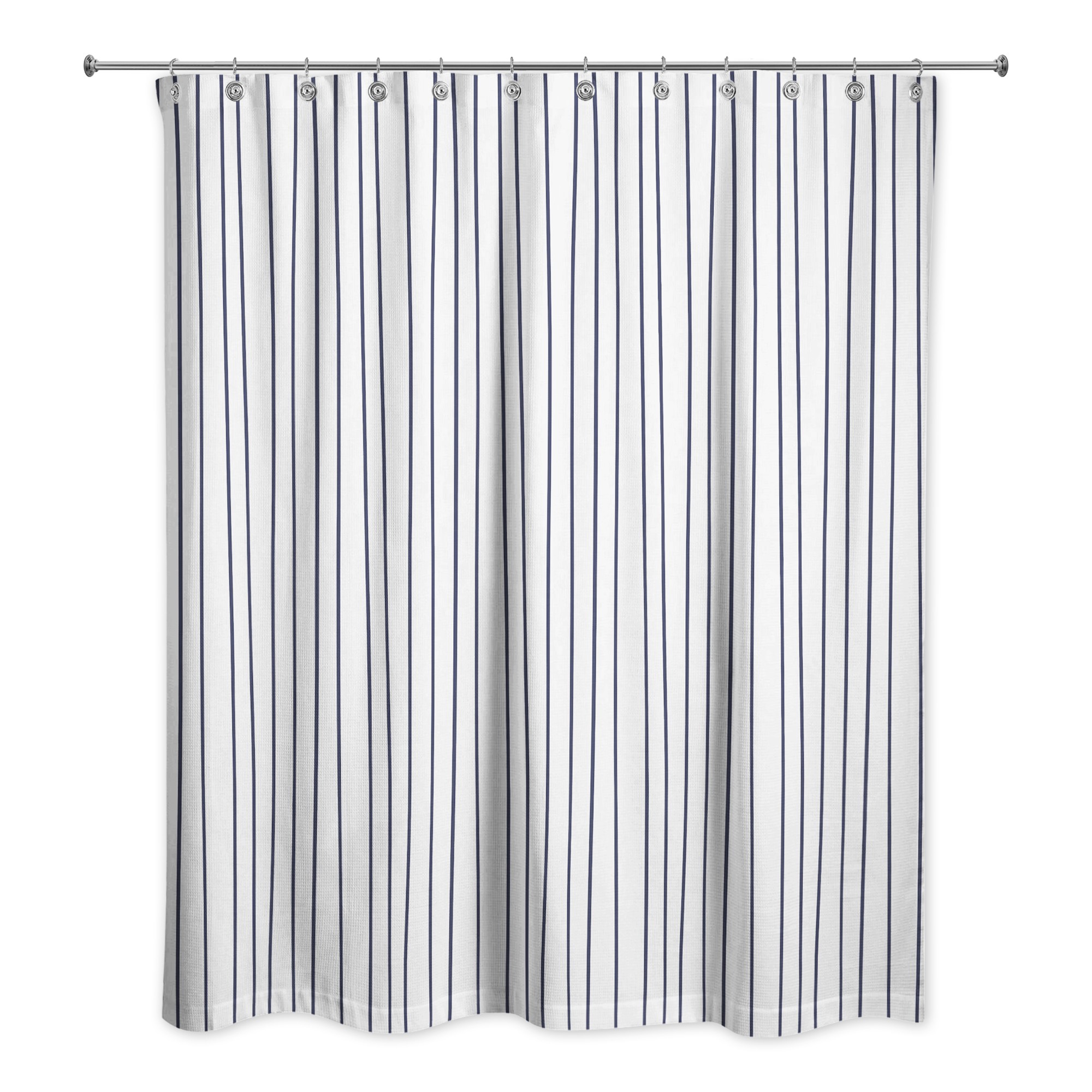Navy Uneven Stripes 71x74 Shower Curtain