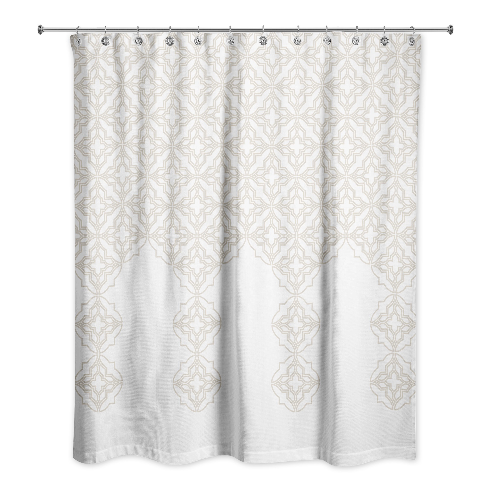 Beige Quatrefoil 71x74 Shower Curtain