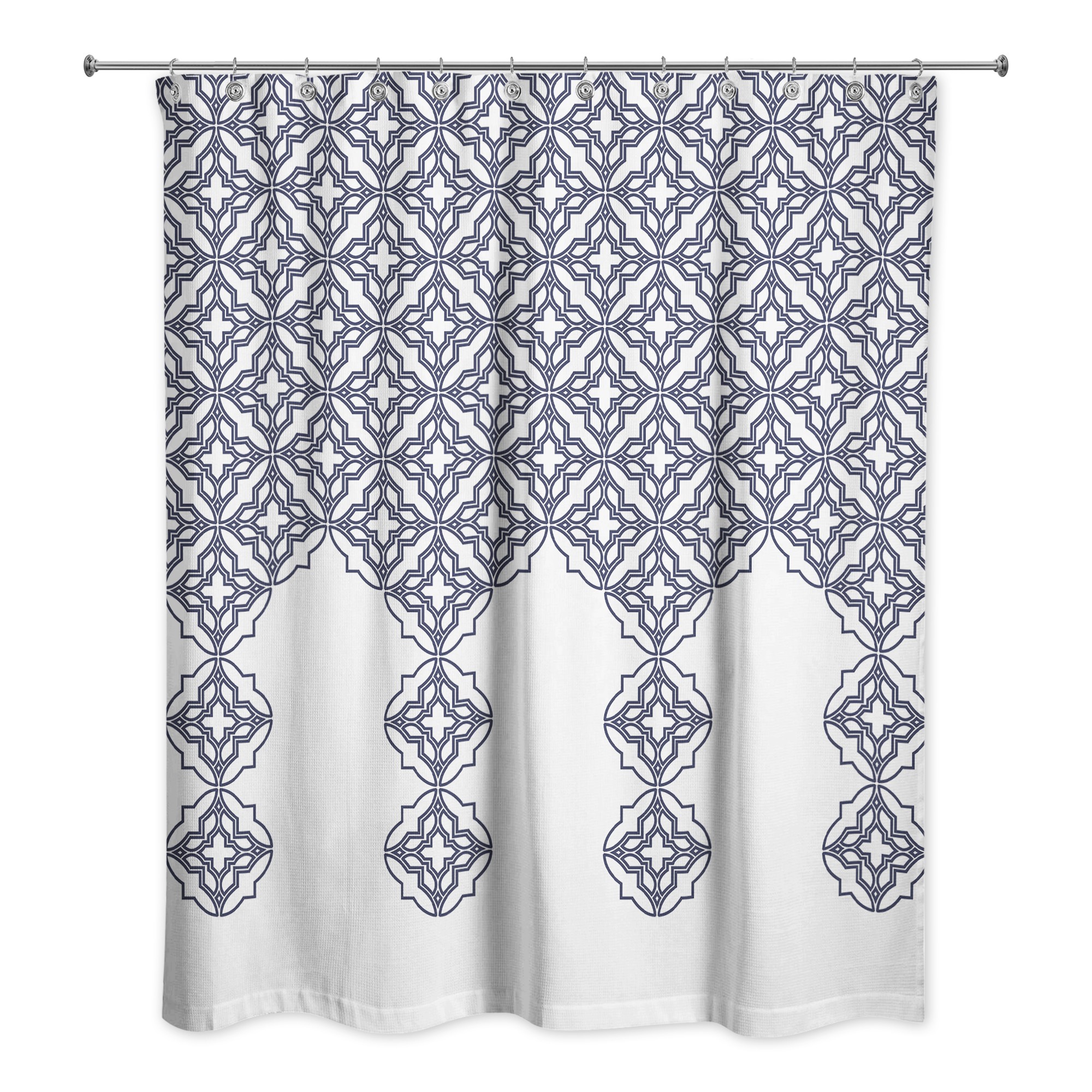 Navy Quatrefoil 71x74 Shower Curtain