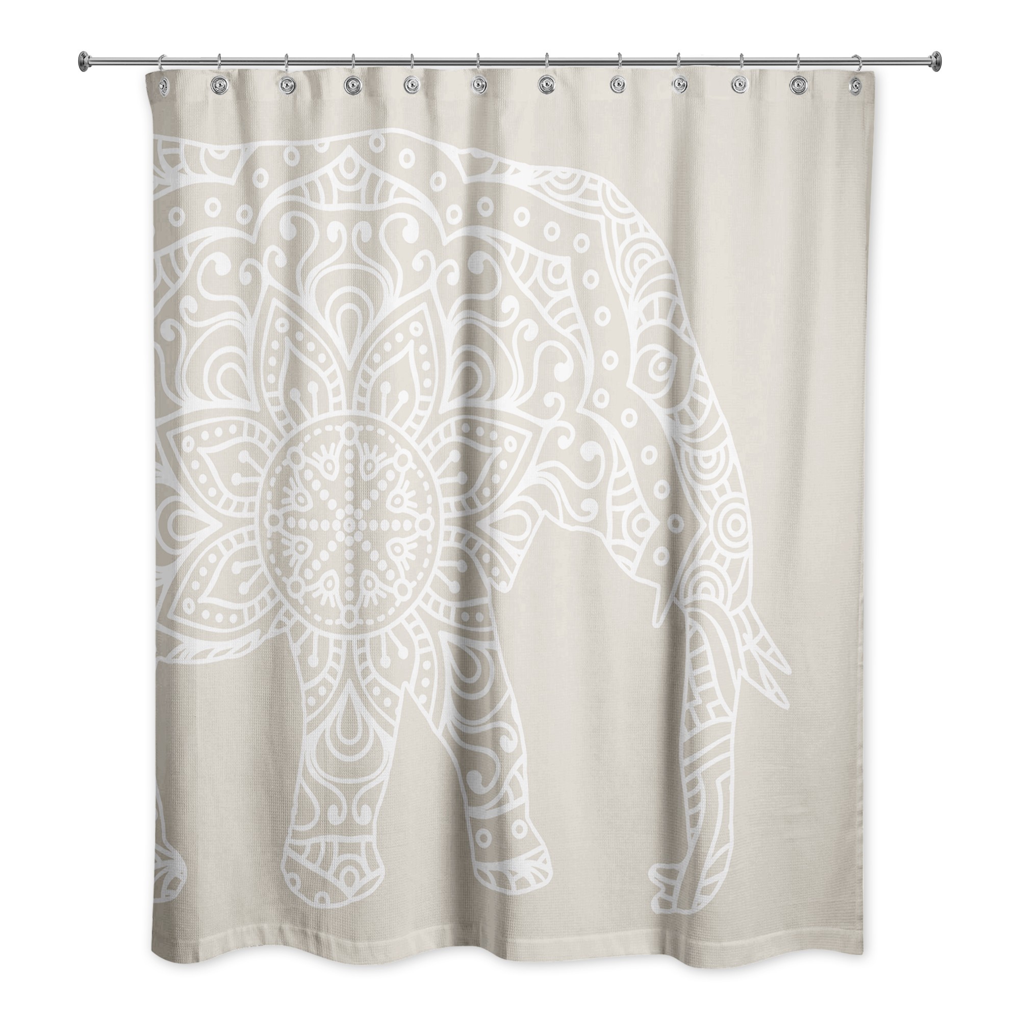 Beige Mandala Elephant 71x74 Shower Curtain