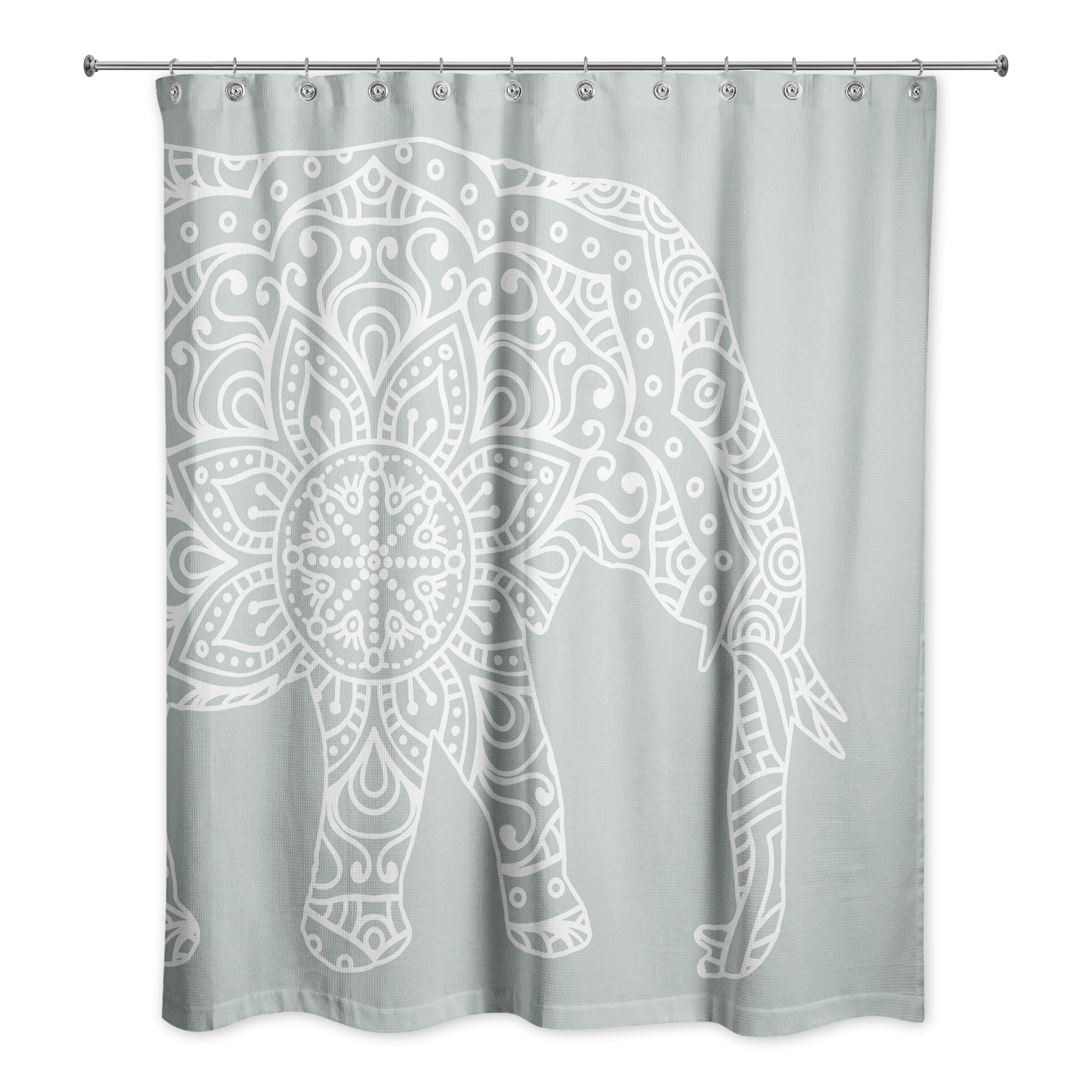Soft Blue Mandala Elephant 71x74 Shower Curtain