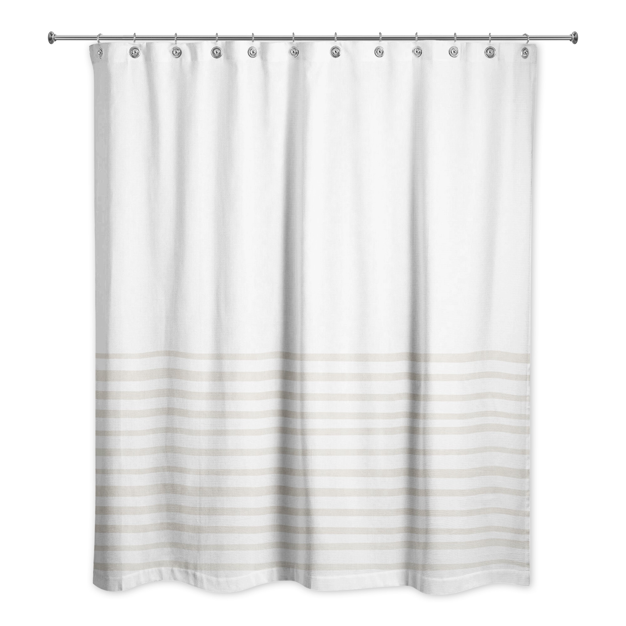 Textured Beige Stripes 71x74 Shower Curtain