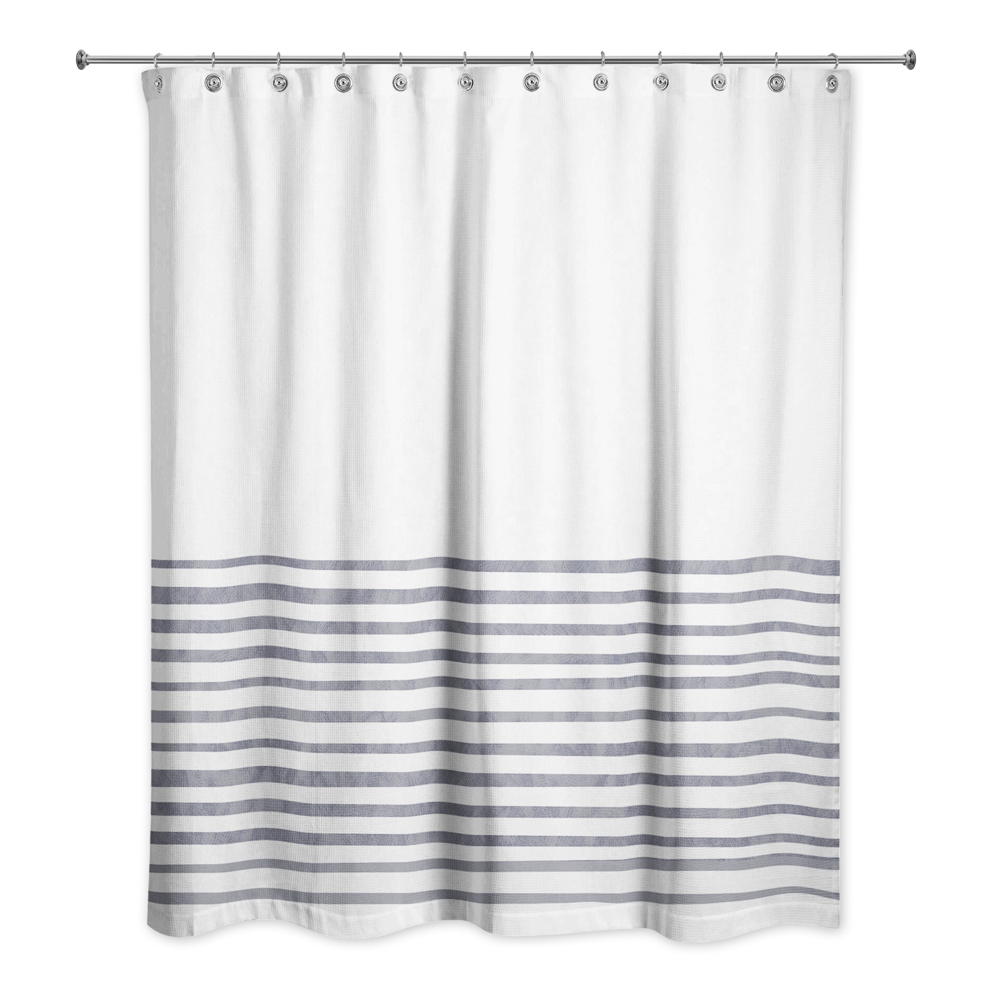 Textured Navy Stripes 71x74 Shower Curtain