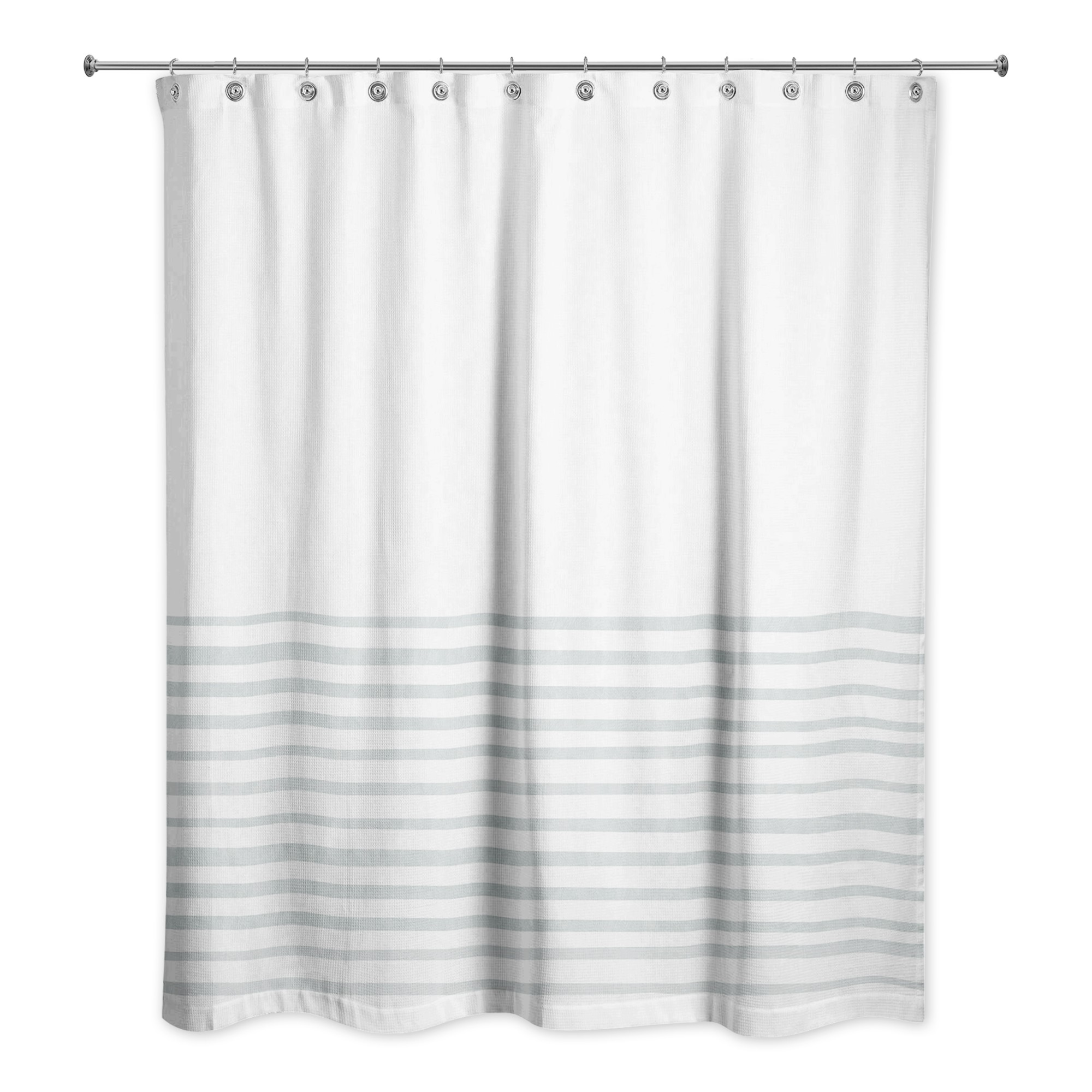 Textured Soft Blue Stripes 71x74 Shower Curtain