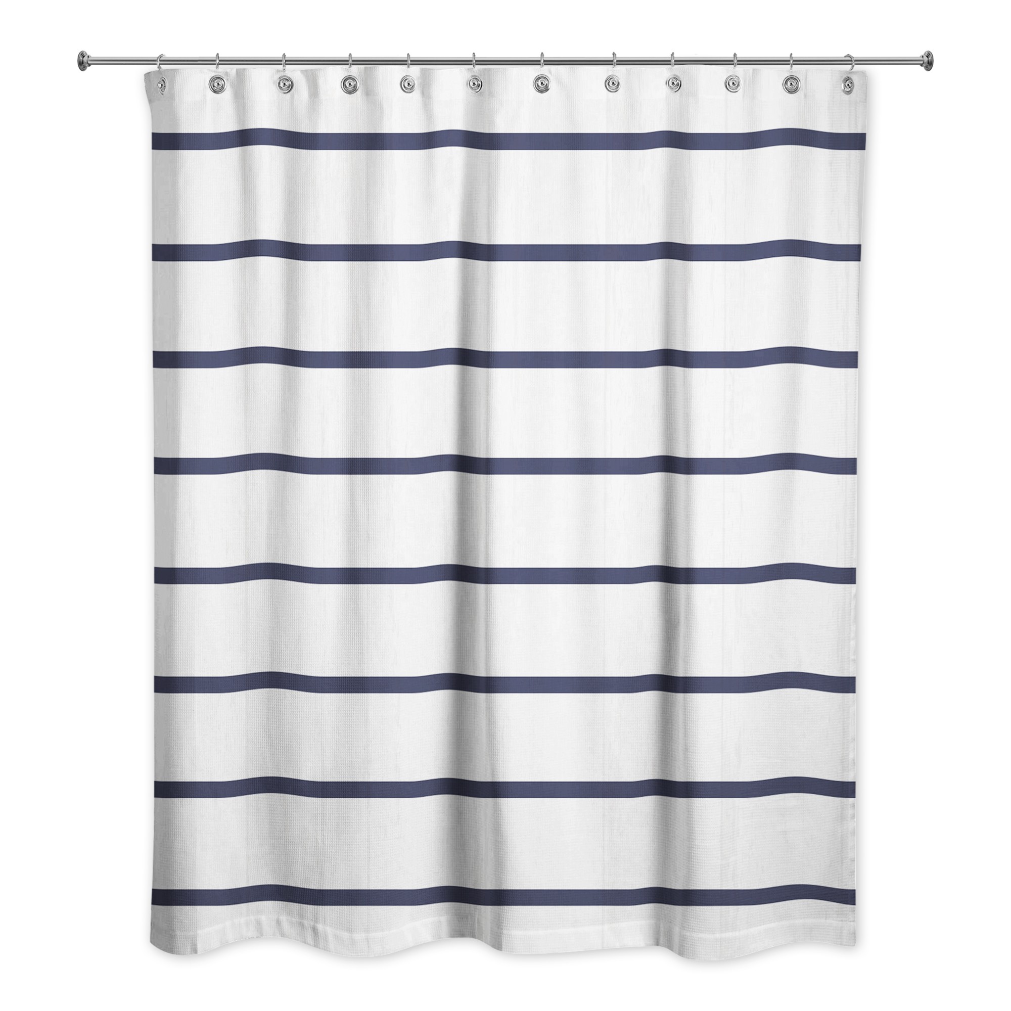 Navy Stripes on Wood 71x74 Shower Curtain