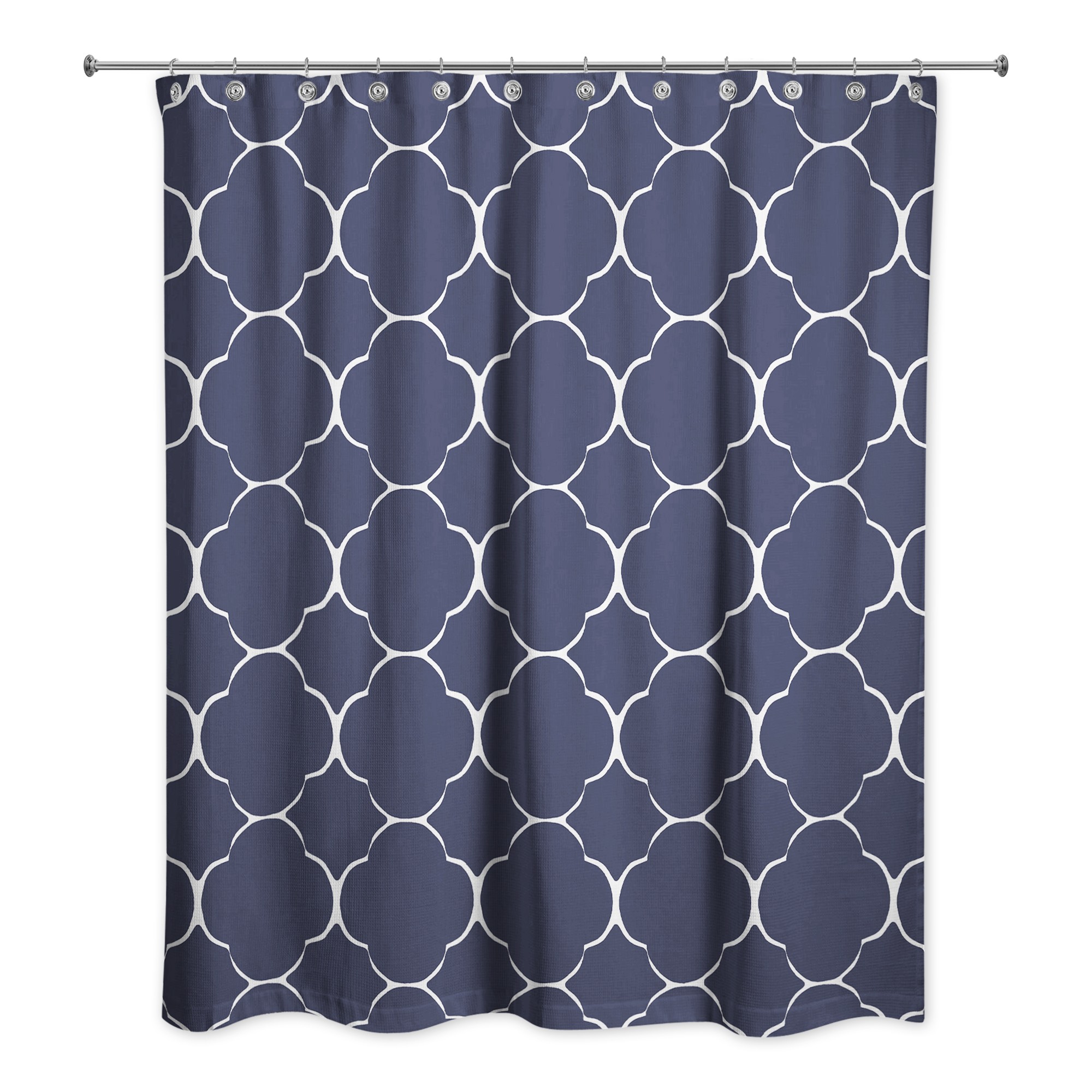 Worn Navy Quatrefoil 71x74 Shower Curtain
