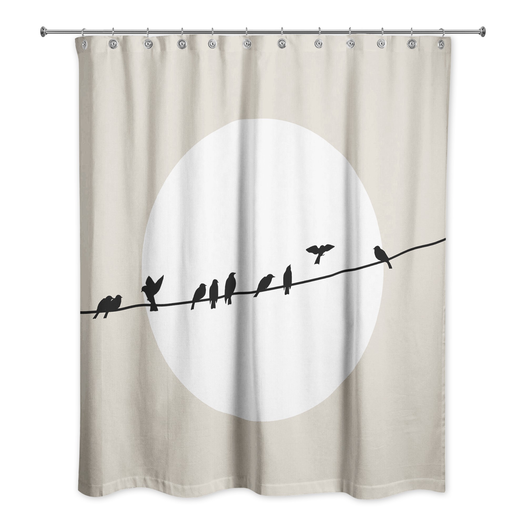 Beige Birds on a Line 71x74 Shower Curtain