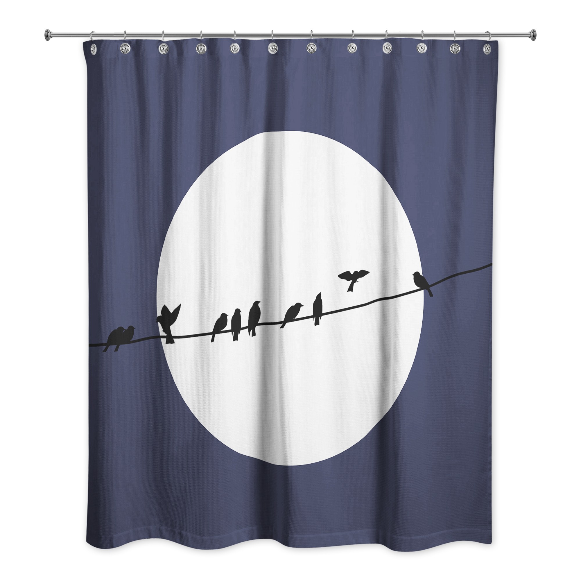 Navy Birds on a Line 71x74 Shower Curtain