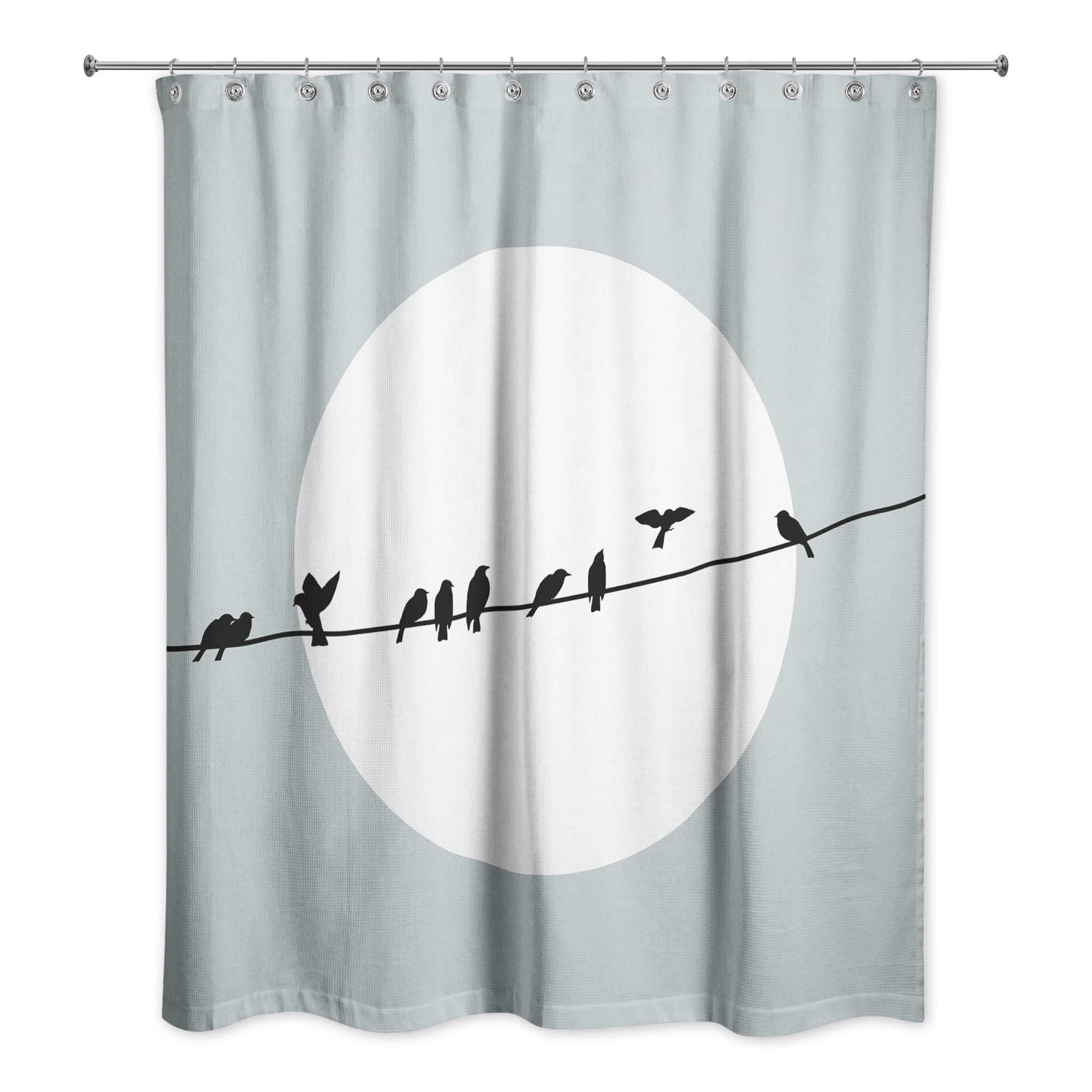 Soft Blue Birds on a Line 71x74 Shower Curtain