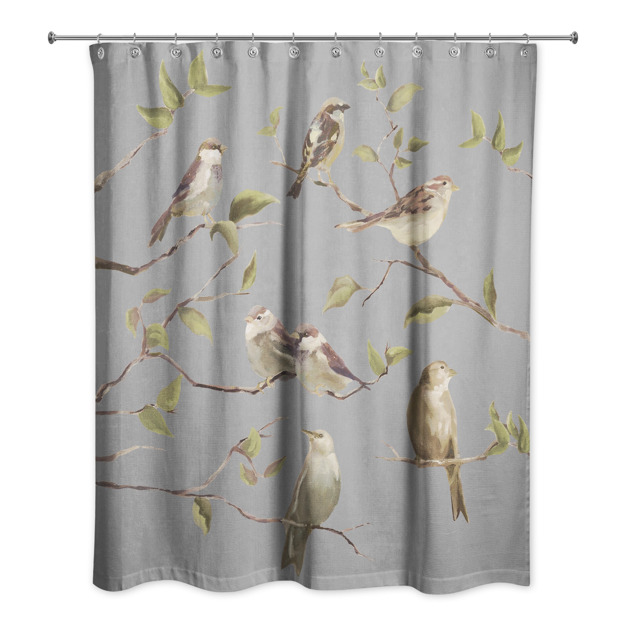 Gray Birds on Branches 71x74 Shower Curtain