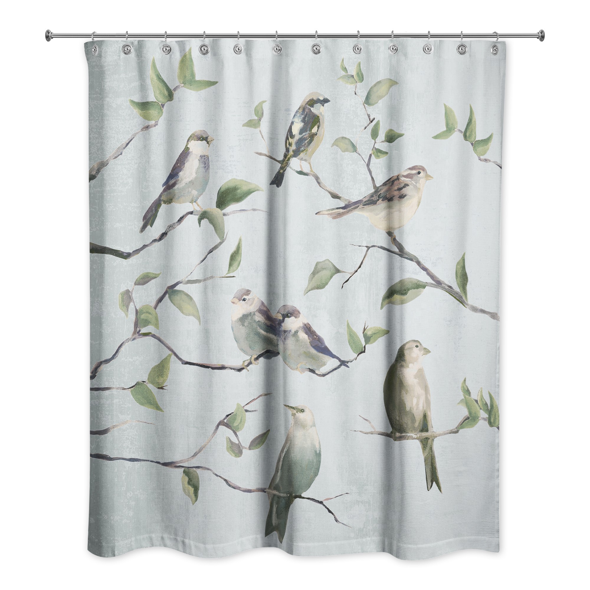 Soft Blue Birds on Branches 71x74 Shower Curtain