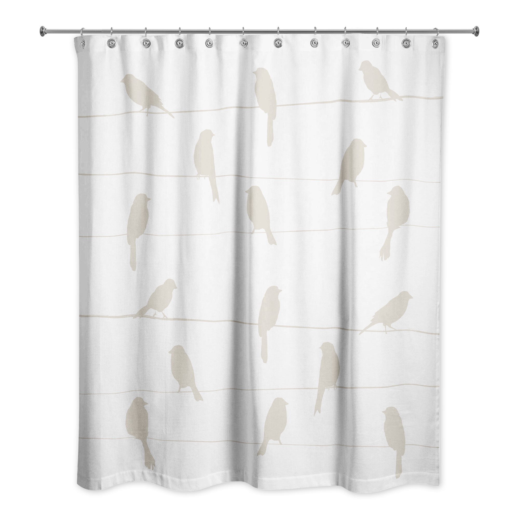 Beige Birds on Wire 71x74 Shower Curtain