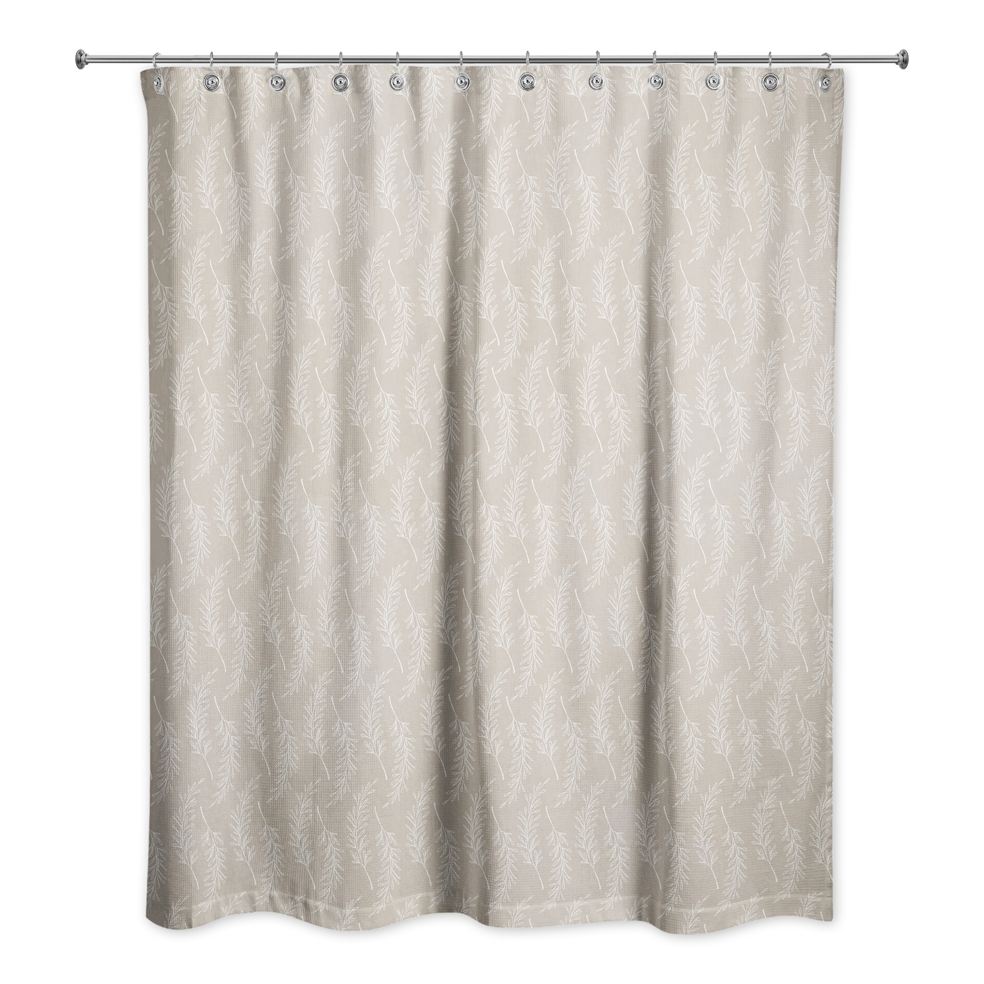 Beige Leaf Pattern 71x74 Shower Curtain