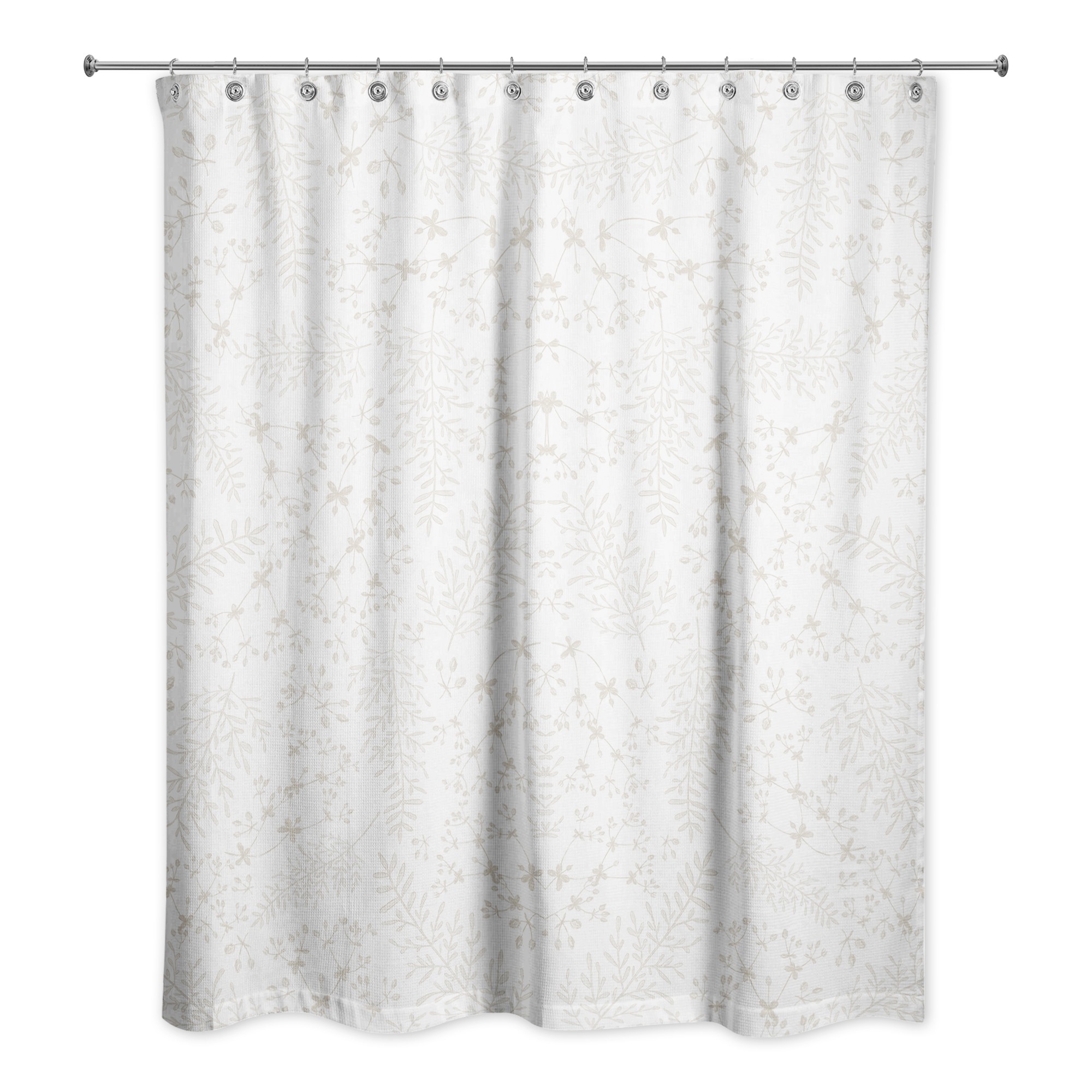 Beige Botanical Pattern 71x74 Shower Curtain