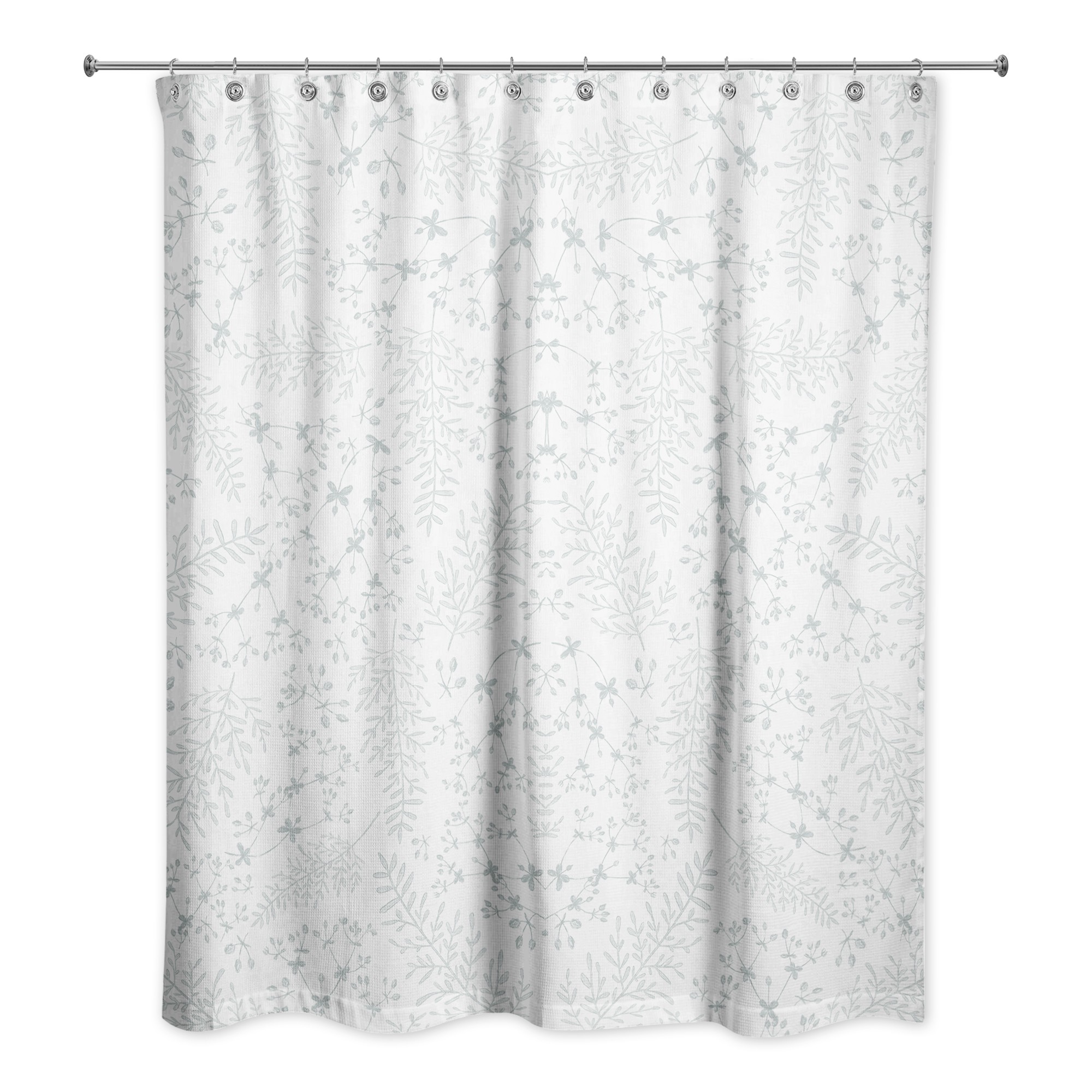 Soft Blue Botanical Pattern 71x74 Shower Curtain