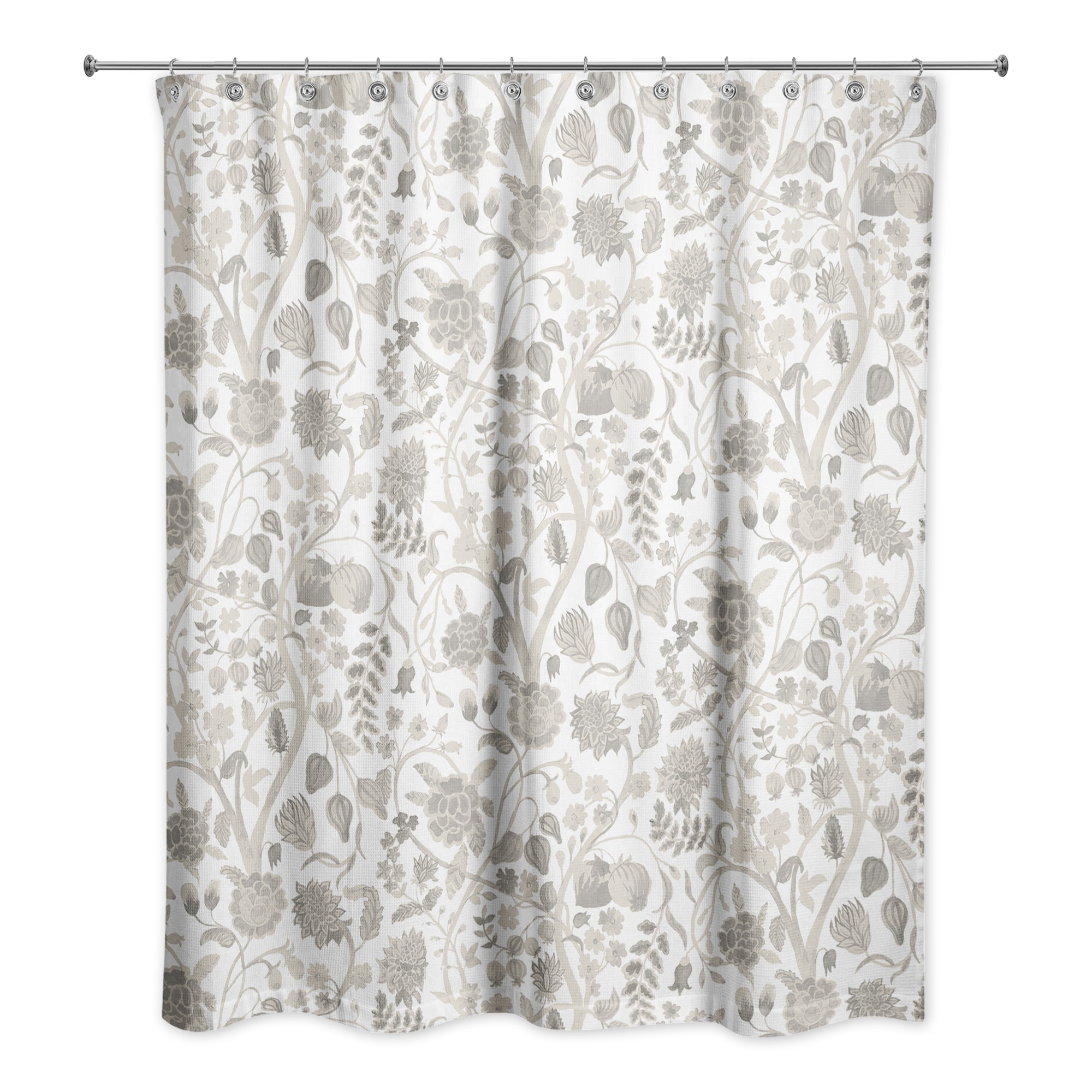 Beige Watercolor Floral 71x74 Shower Curtain