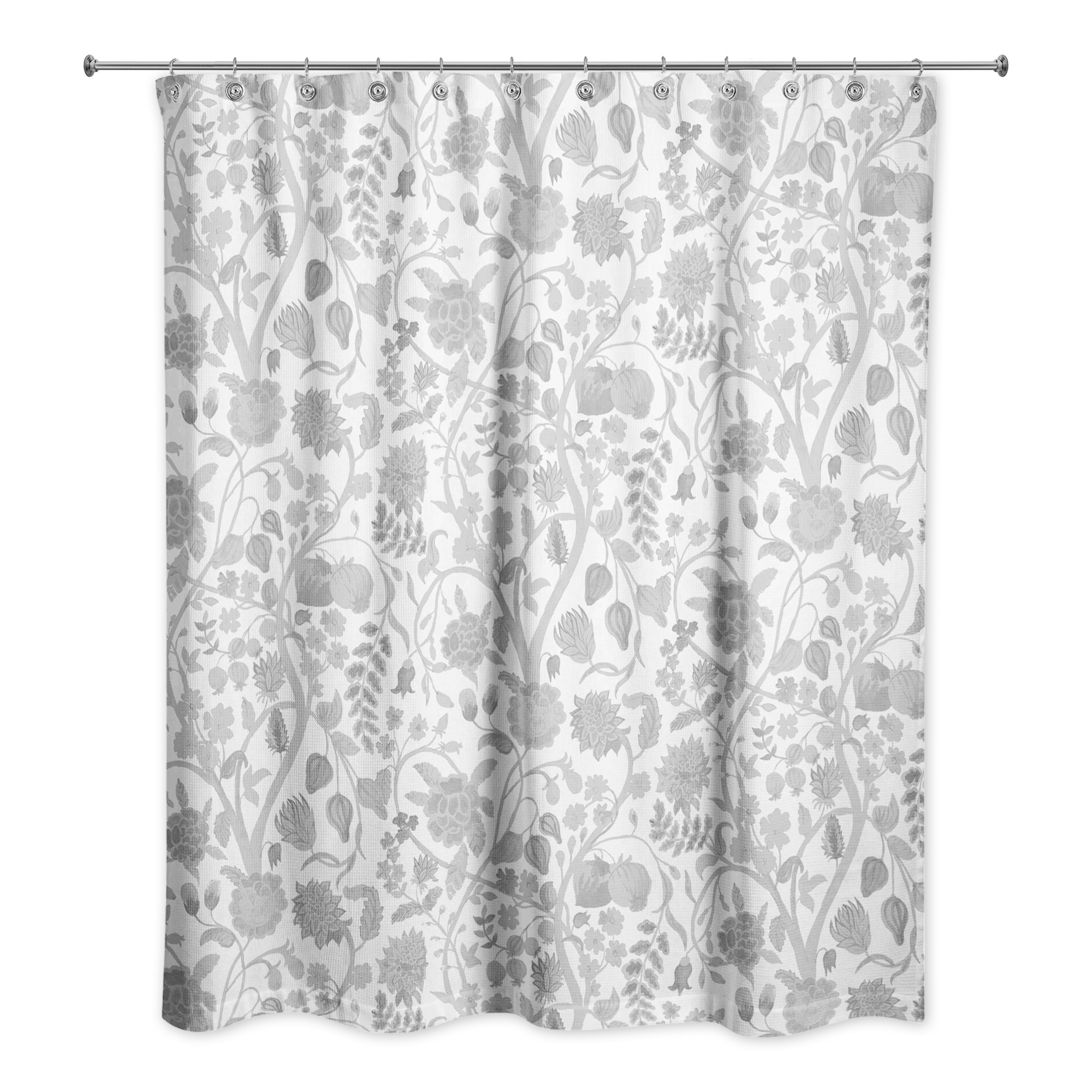 Light Gray Watercolor Floral 71x74 Shower Curtain