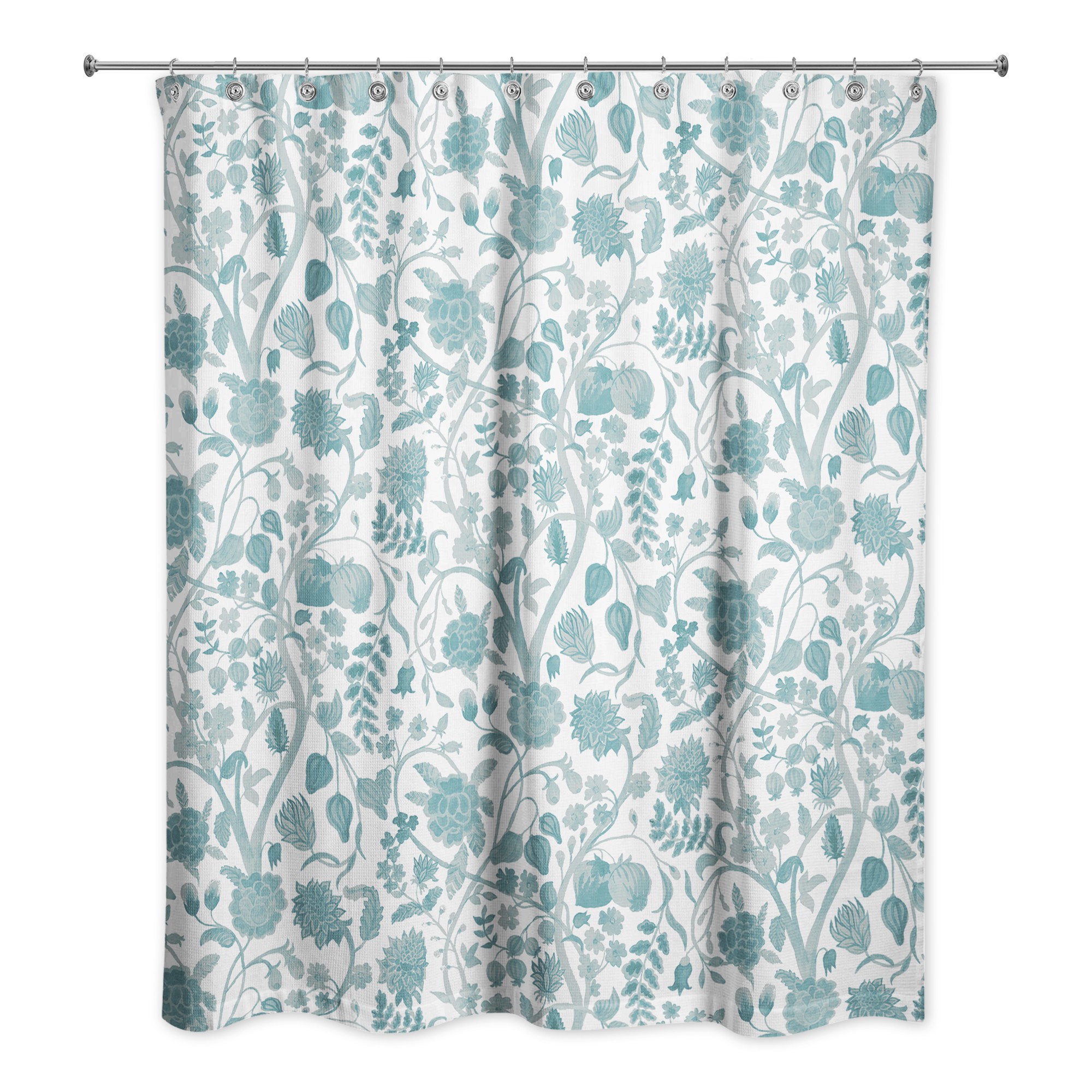 Soft Blue Watercolor Floral 71x74 Shower Curtain