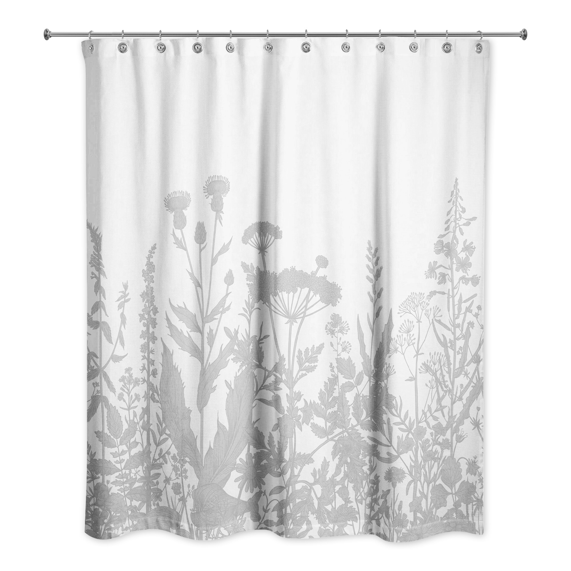 Light Gray Wildflowers 71x74 Shower Curtain