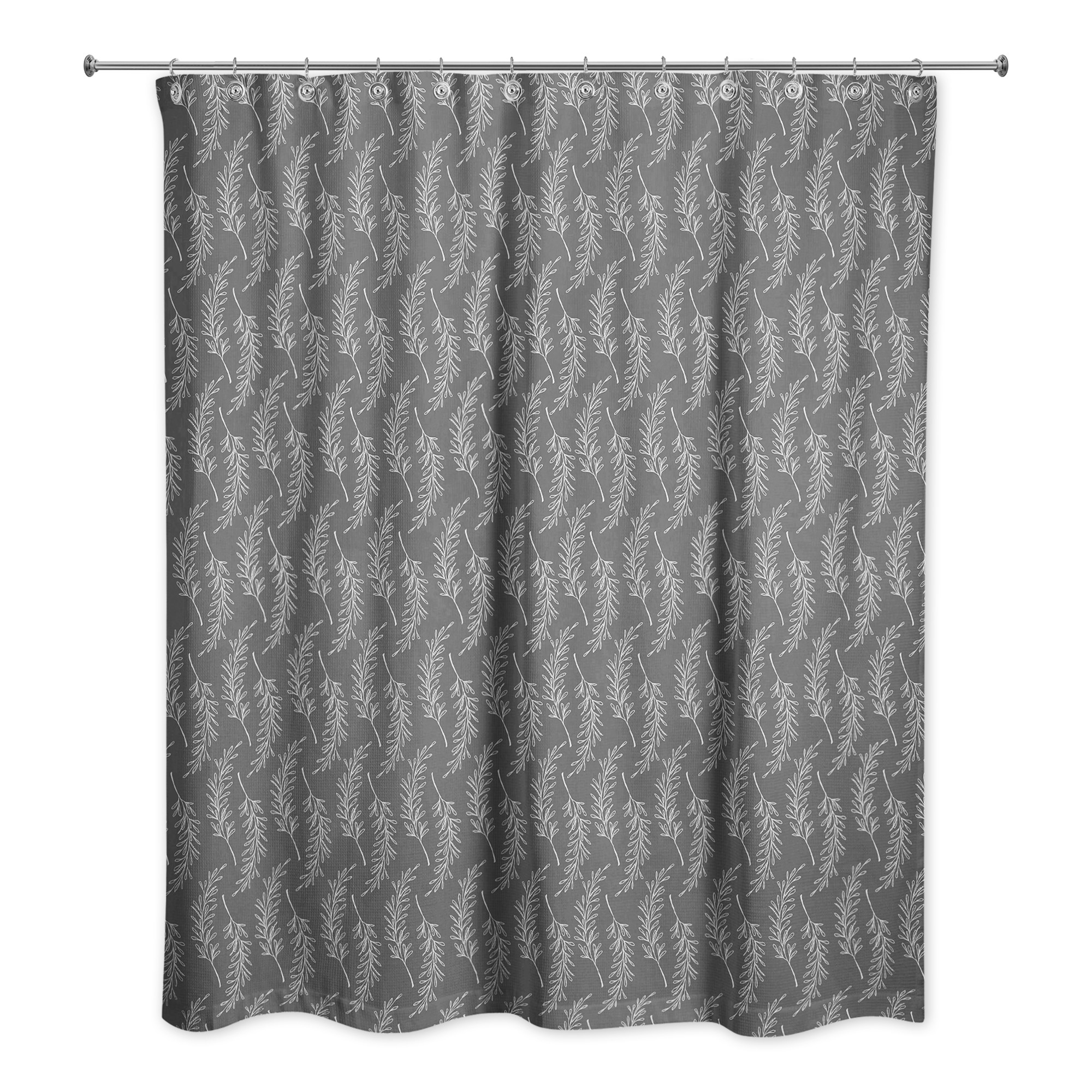 Gray Leaf Pattern 71x74 Shower Curtain