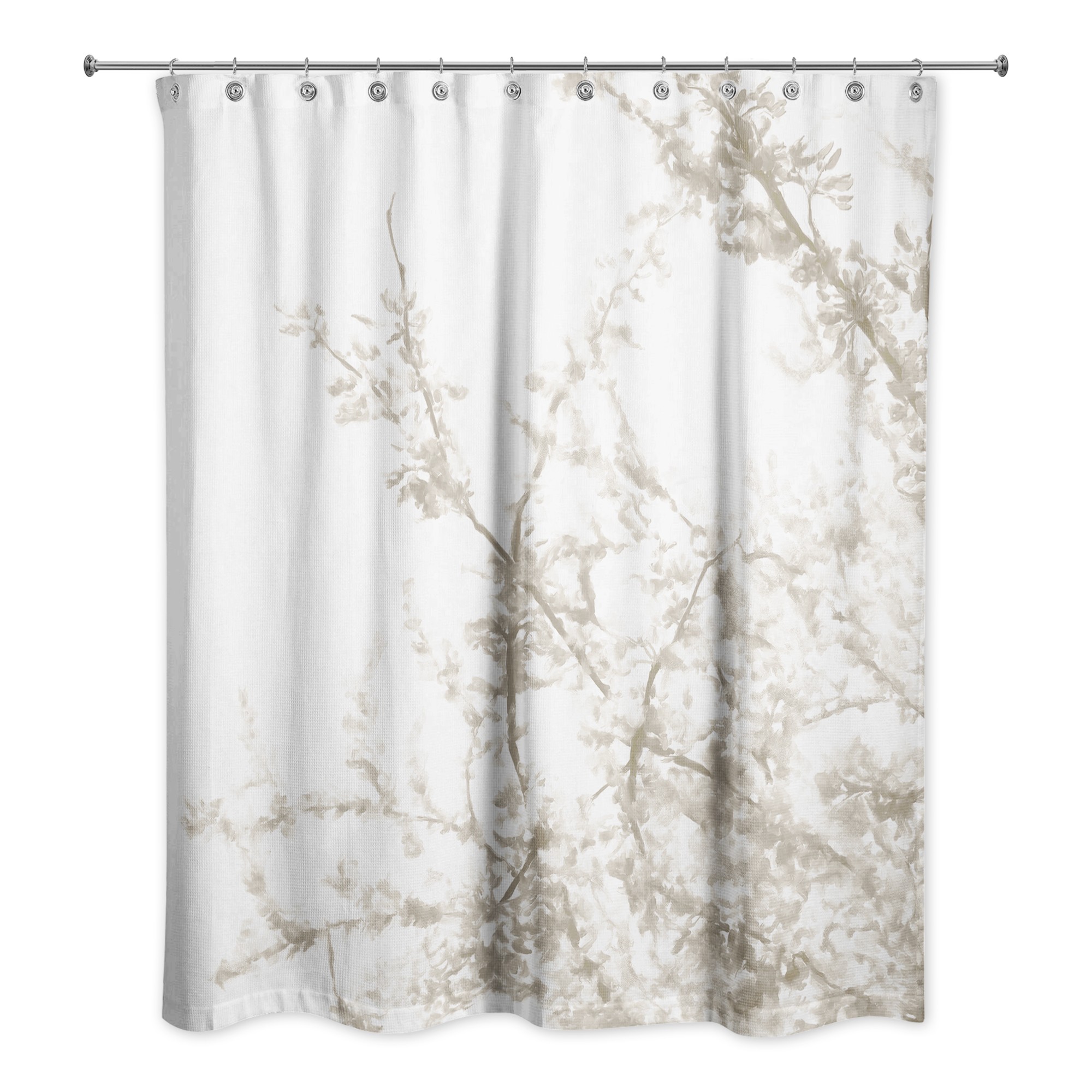 Beige Flowering Tree 71x74 Shower Curtain