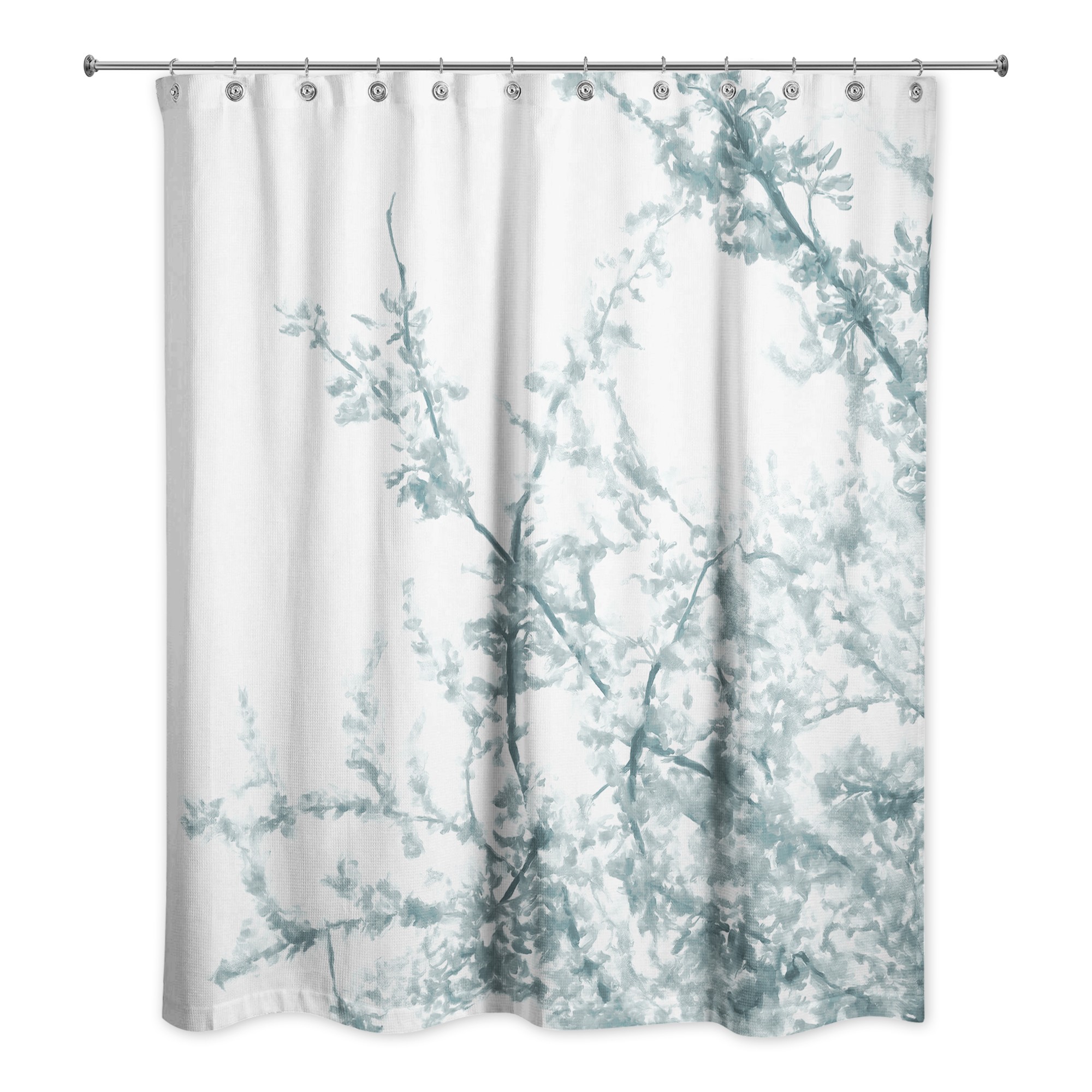 Soft Blue Flowering Tree 71x74 Shower Curtain