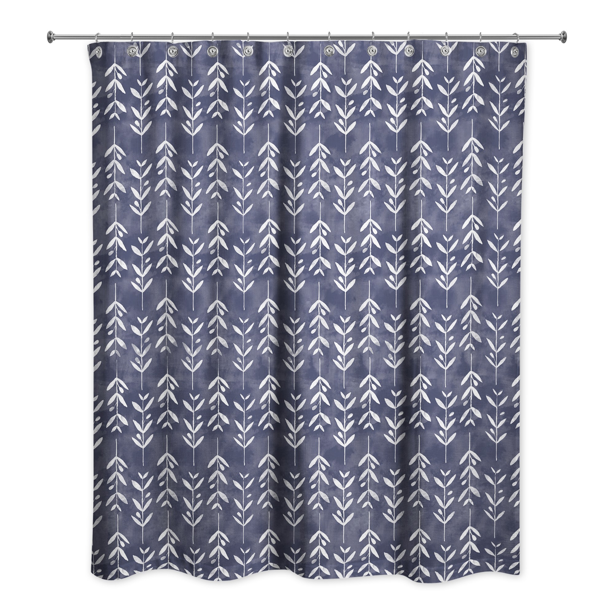 Navy Vine Pattern 71x74 Shower Curtain