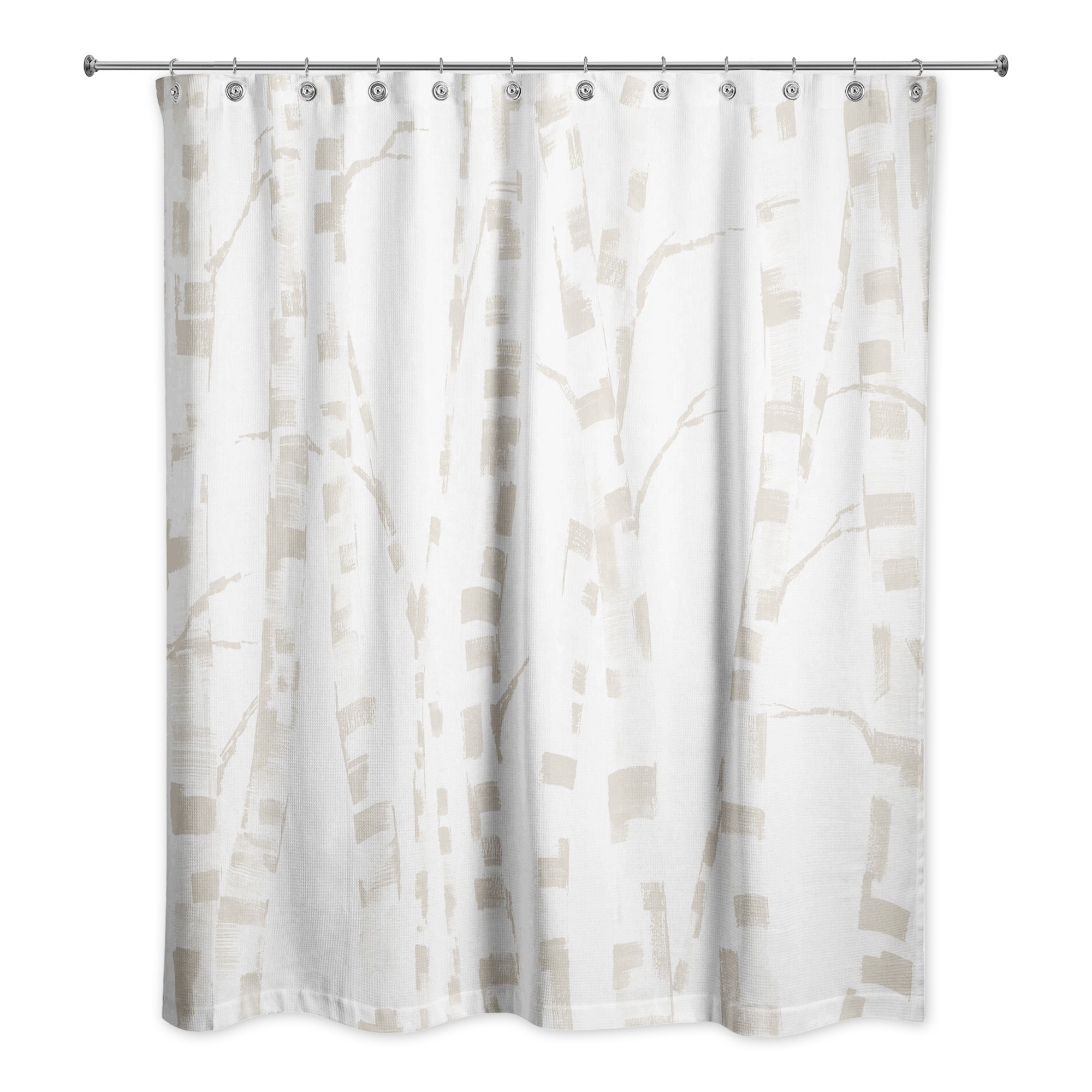 Beige Birch Trees 71x74 Shower Curtain