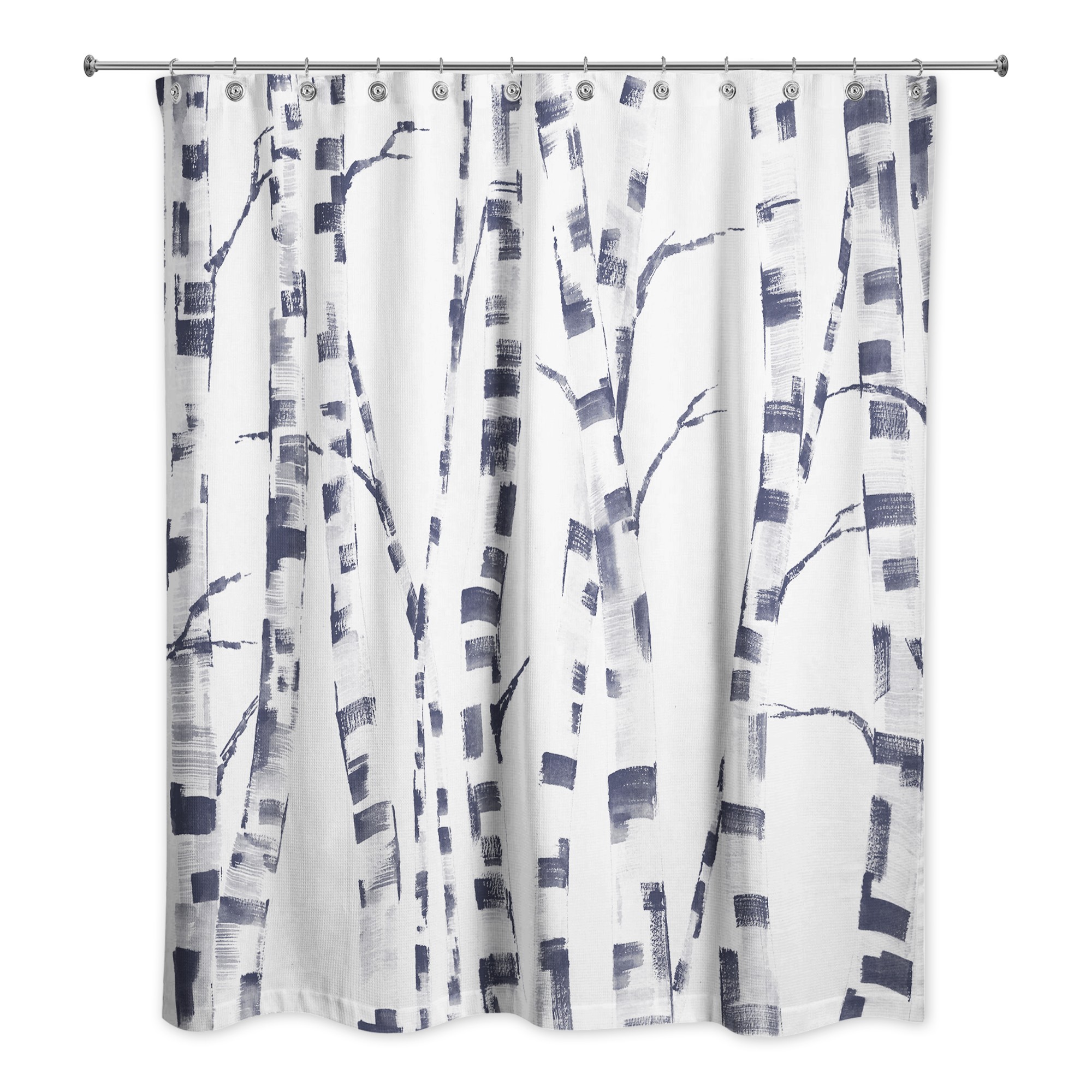 Beige Navy Trees 71x74 Shower Curtain
