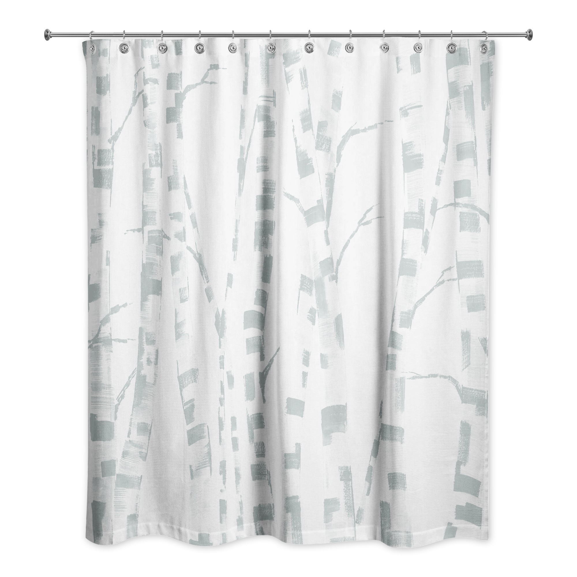 Beige Soft Blue Trees 71x74 Shower Curtain