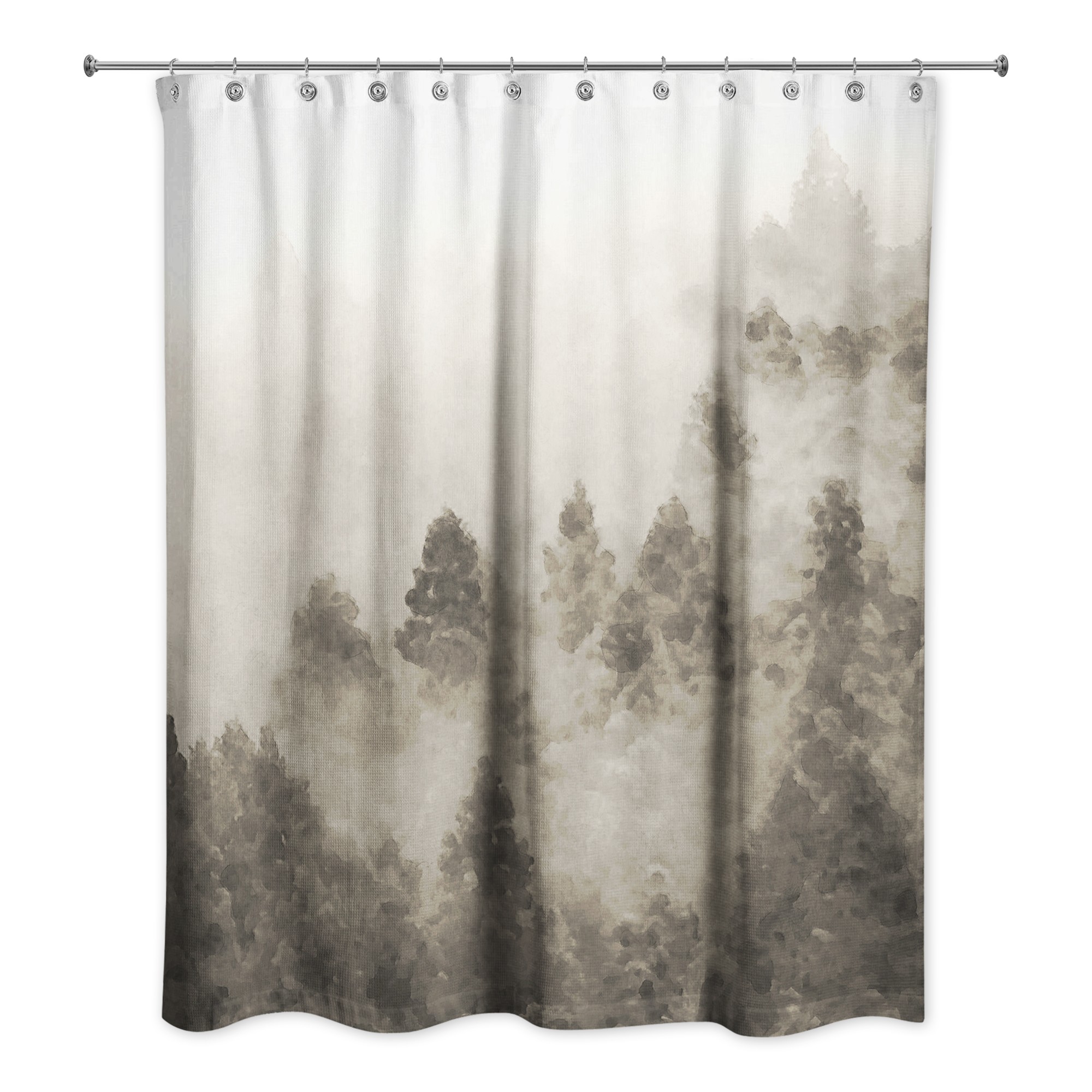 Beige Foggy Pine Trees 71x74 Shower Curtain