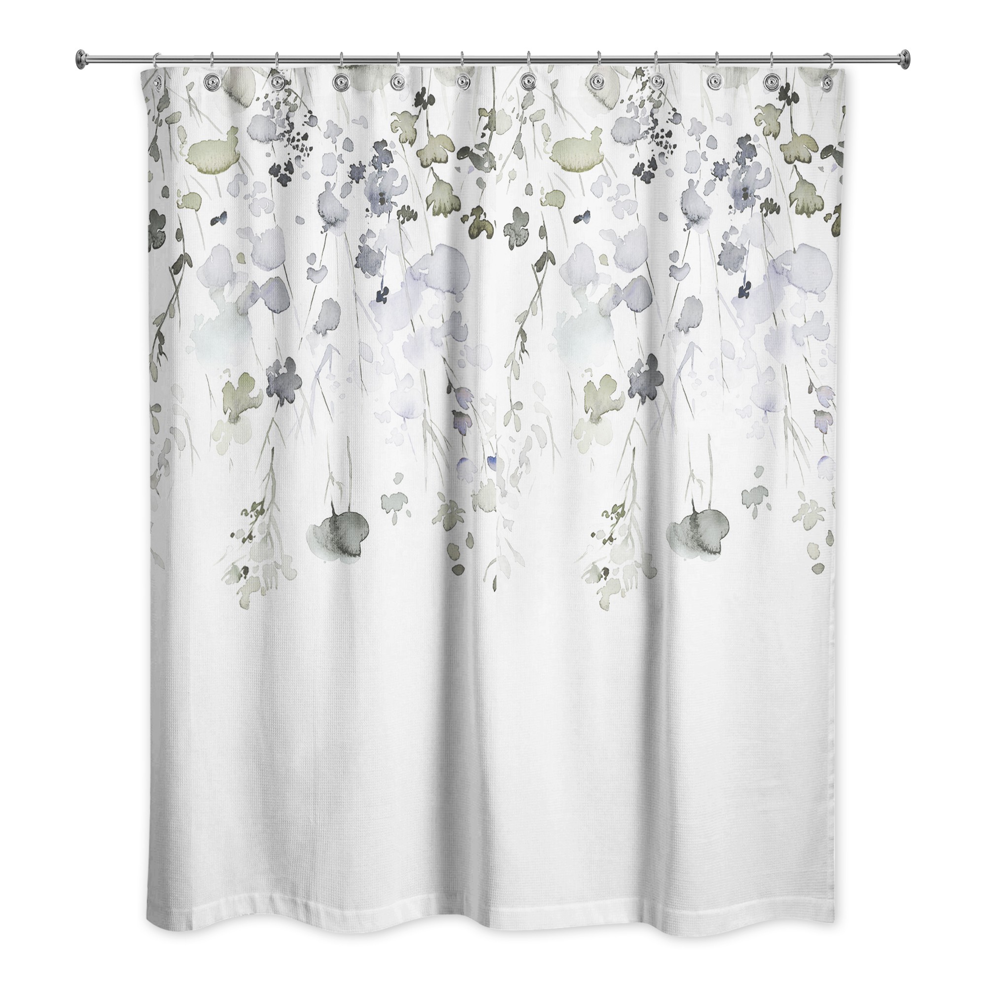 Green Violet Falling Branches 71x74 Shower Curtain