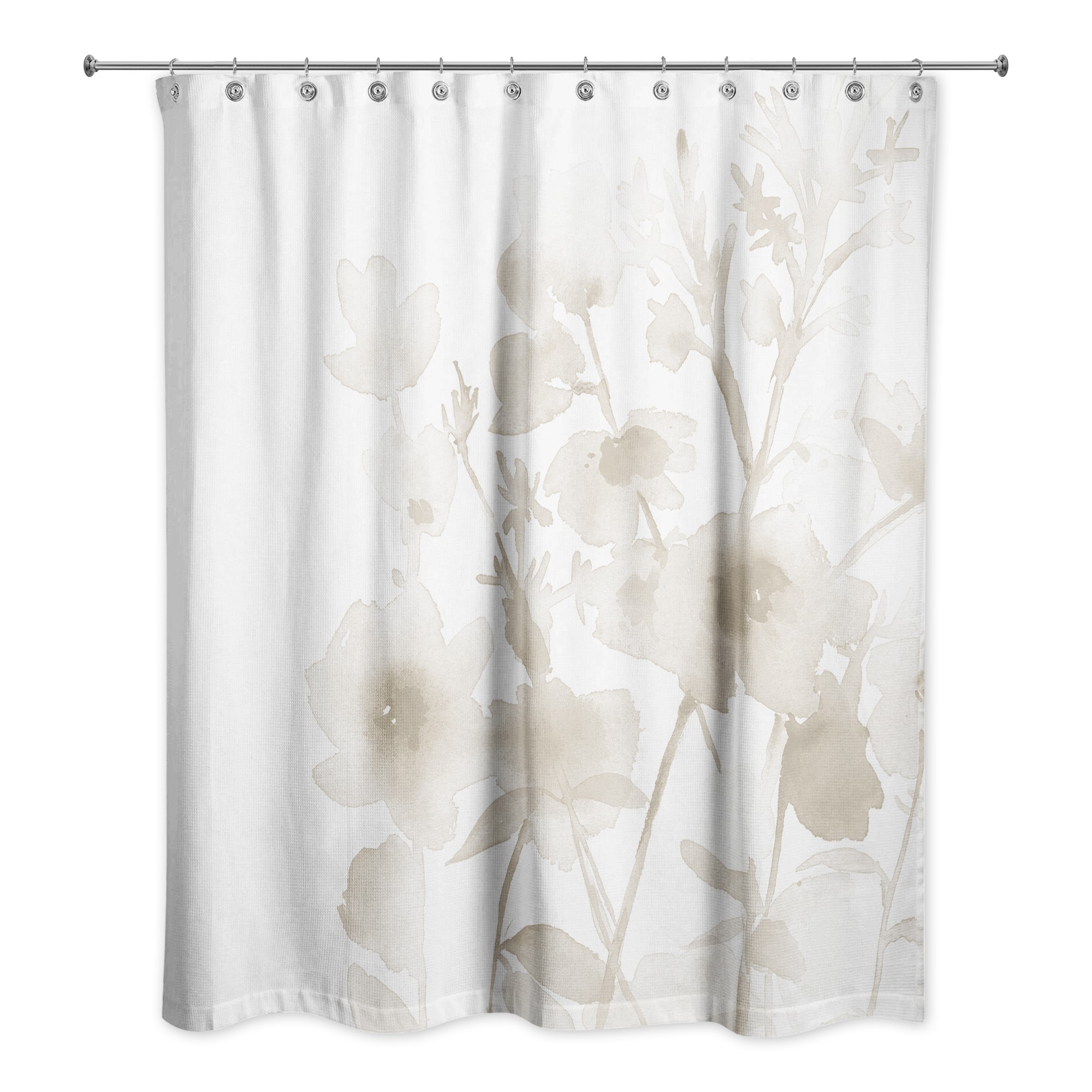 Beige Watercolor Floral Bunch 71x74 Shower Curtain