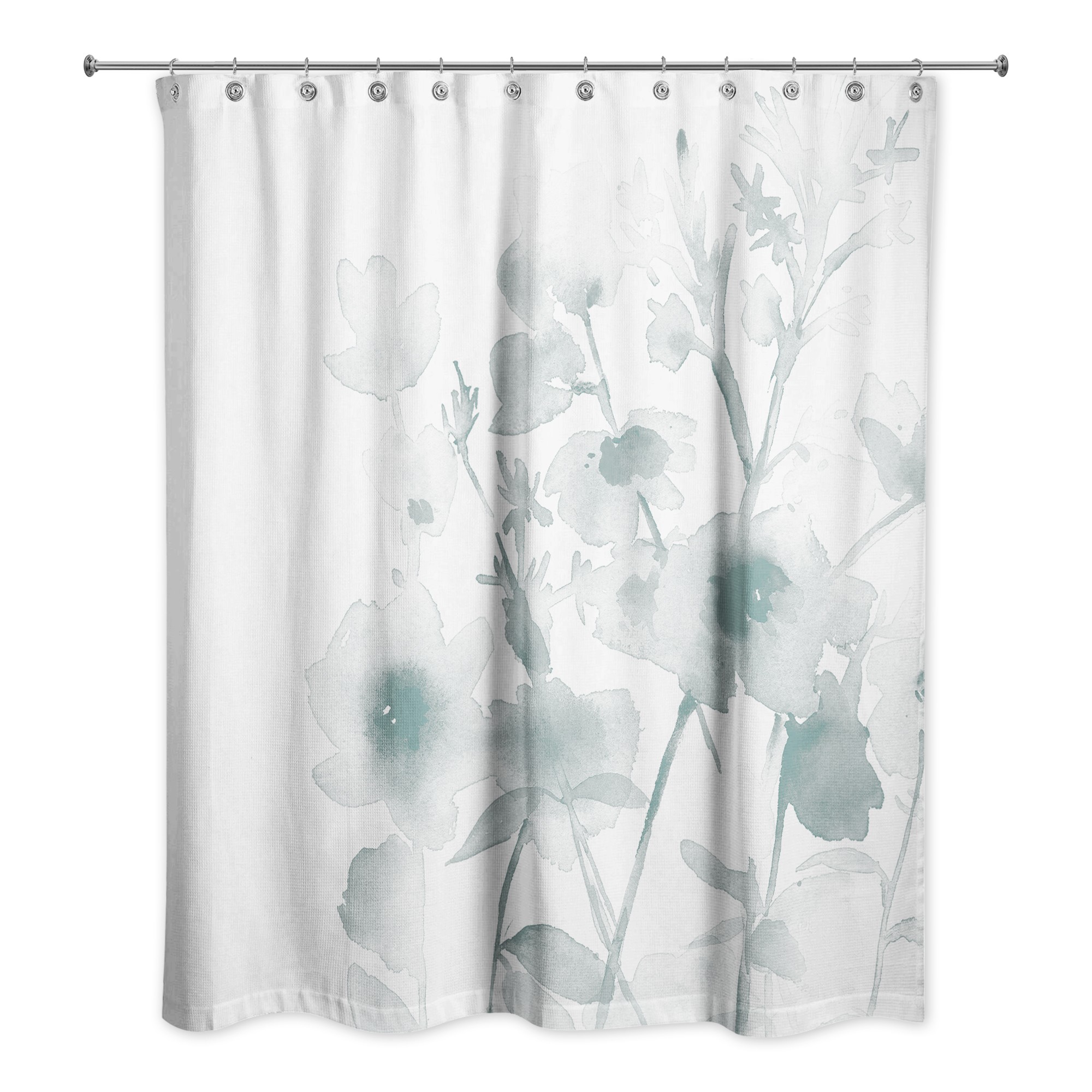 Blue Watercolor Floral Bunch 71x74 Shower Curtain
