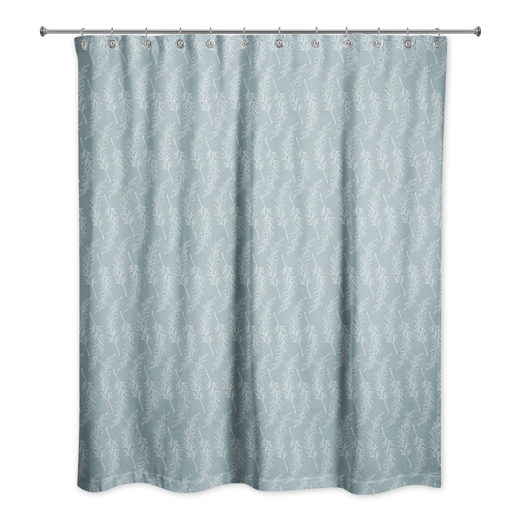 Soft Blue Leaf Pattern 71x74 Shower Curtain